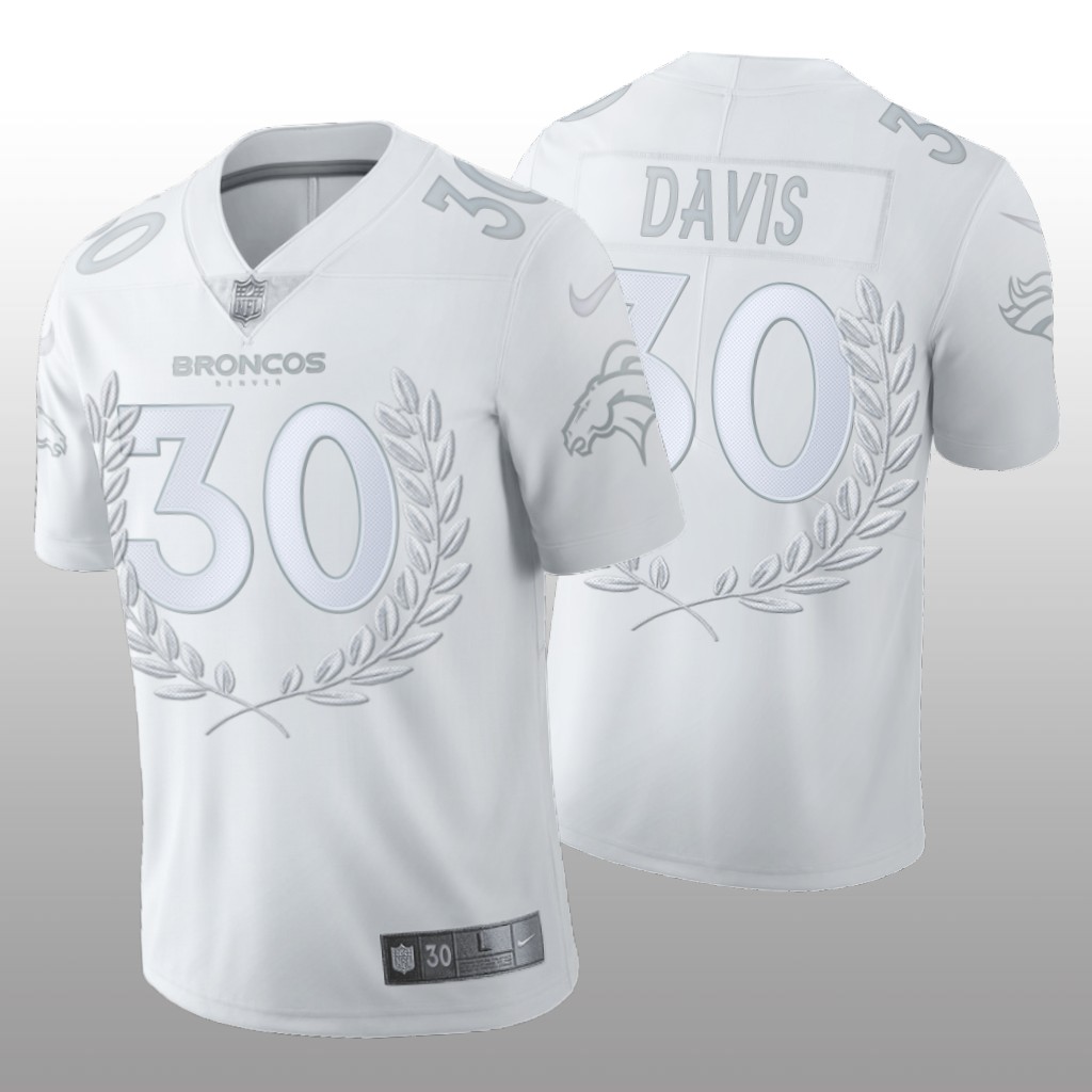 Denver Broncos Terrell Davis White Platinum Limited Jersey NFL MVP Men's