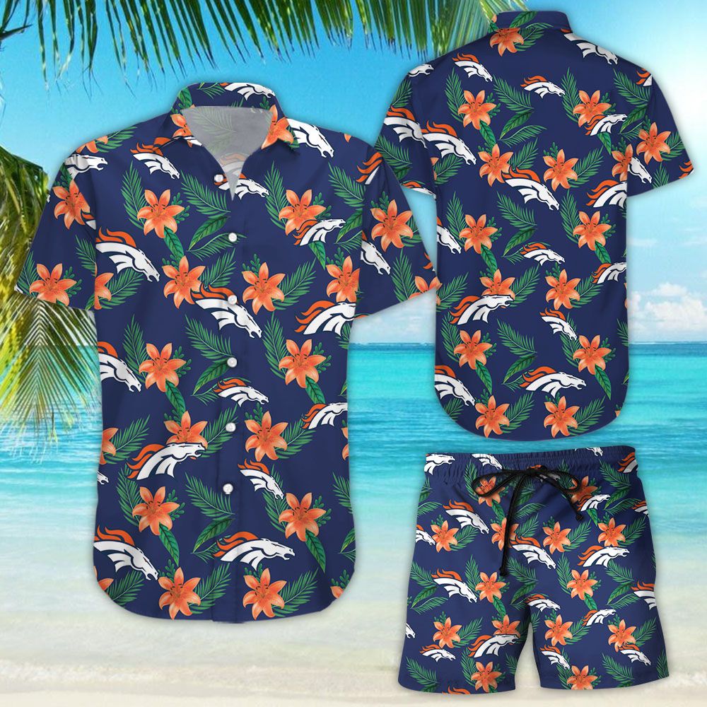 Denver Broncos Tropical Flower Hawaiian Shirt