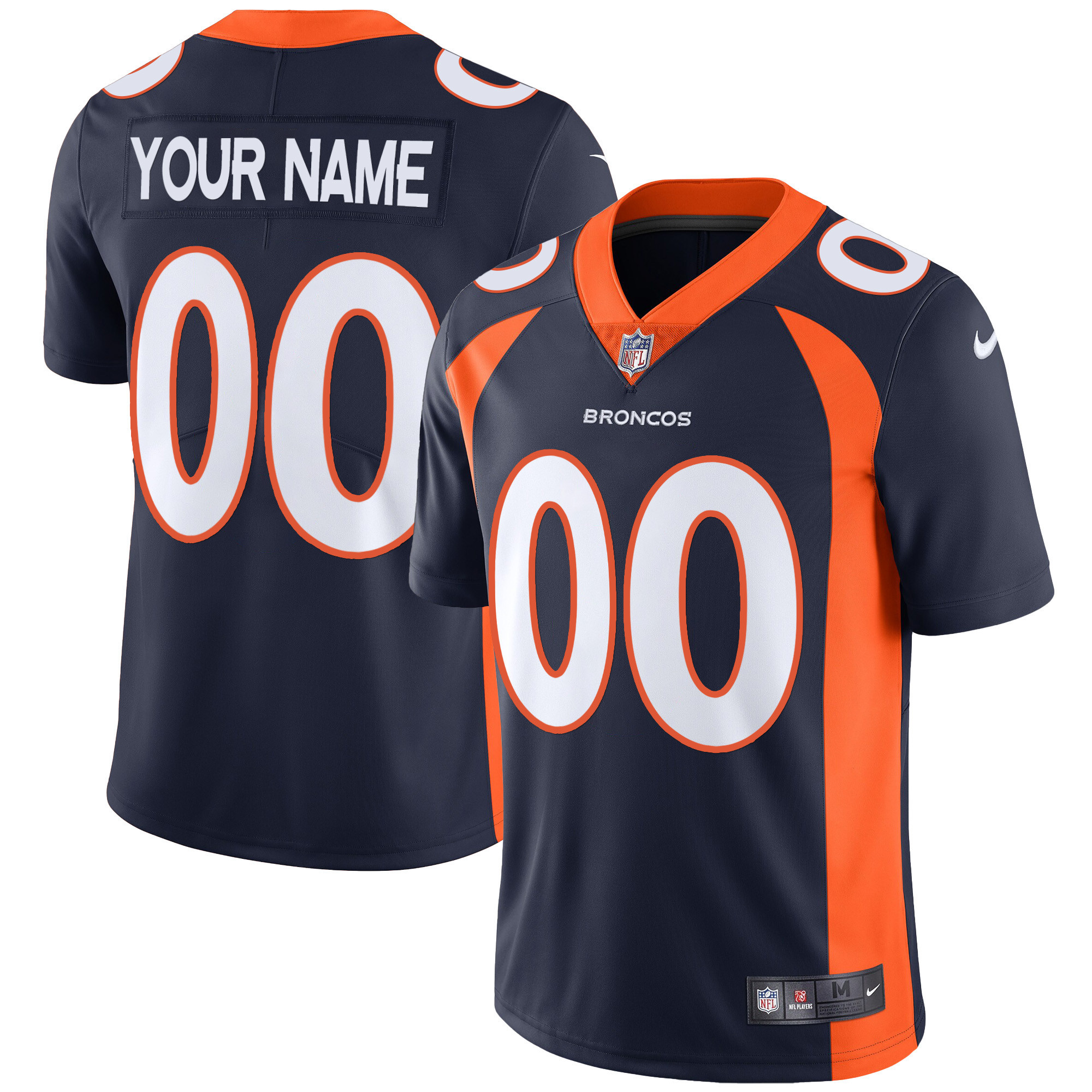 Denver Broncos Vapor Custom Navy Jersey - All Stitched 