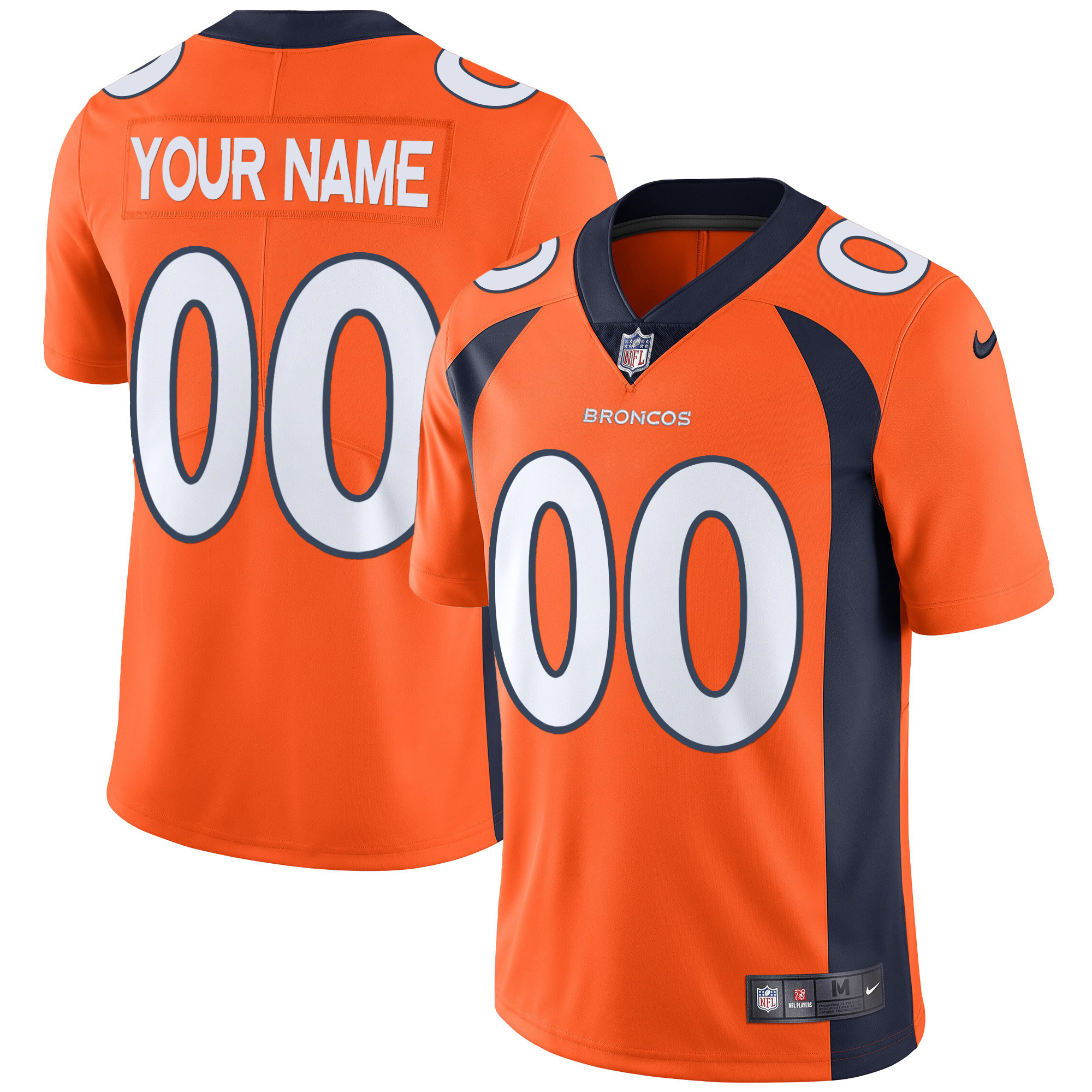 Denver Broncos Vapor Custom Orange Jersey - All Stitched 