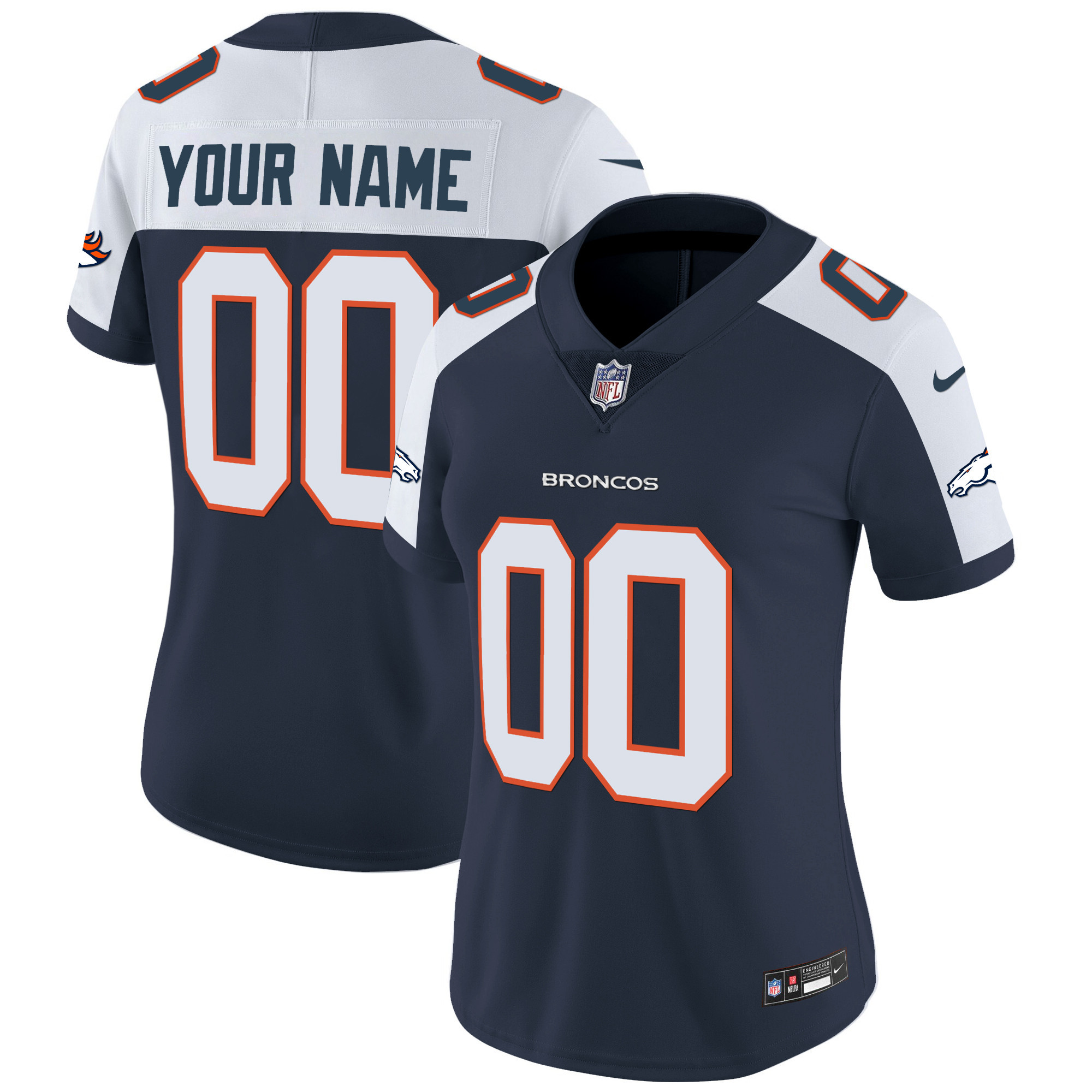 Denver Broncos Vapor Limited Custom Navy Alternate Jersey - All Stitched 
