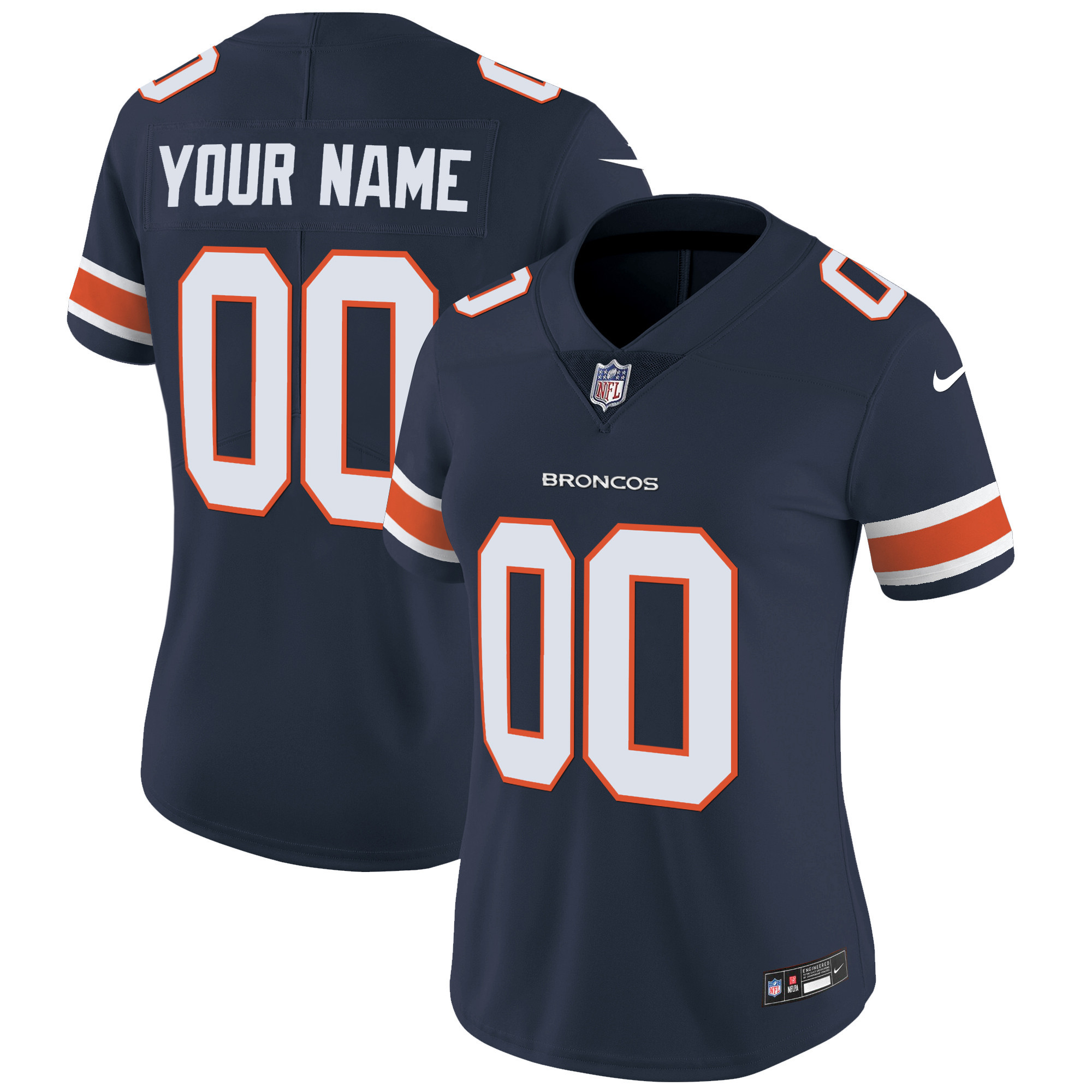Denver Broncos Vapor Limited Custom Navy Jersey - All Stitched 