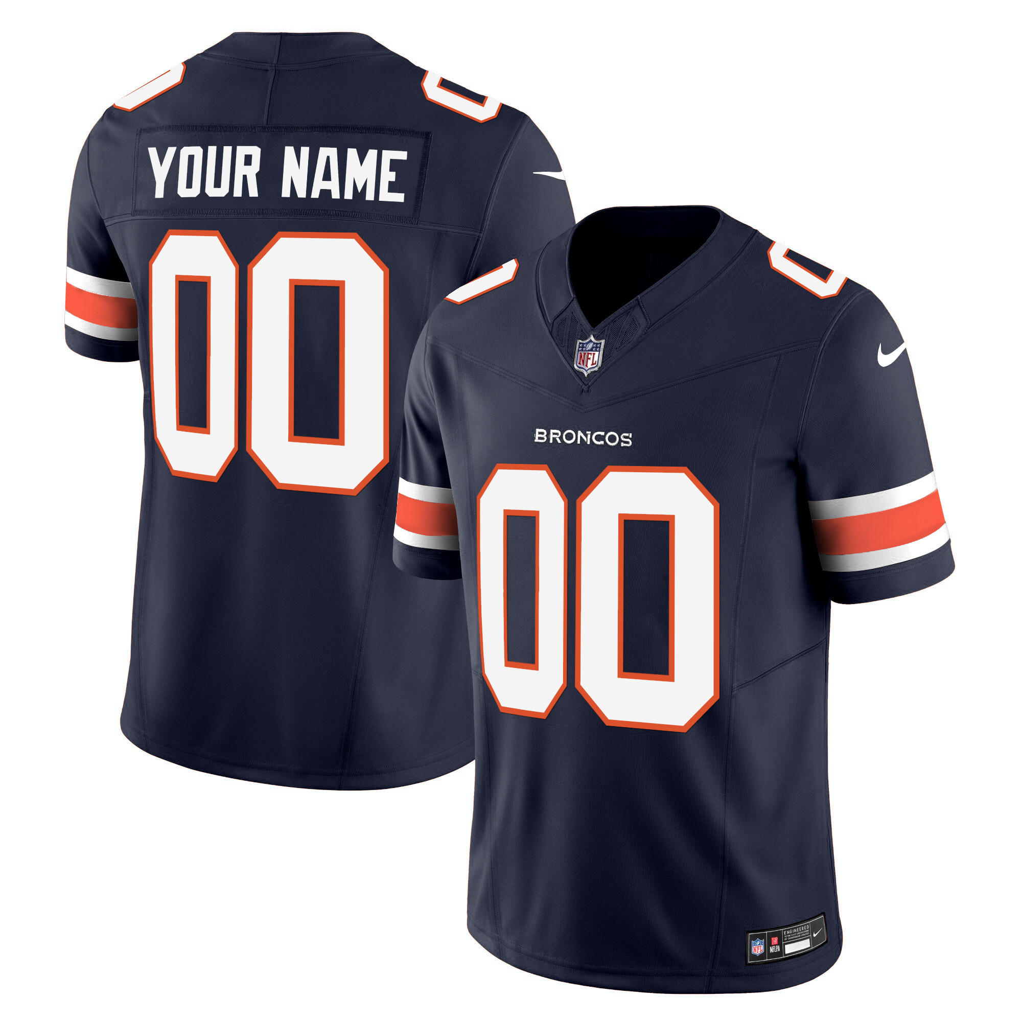 Denver Broncos Vapor Limited Custom Navy Jersey - All Stitched 