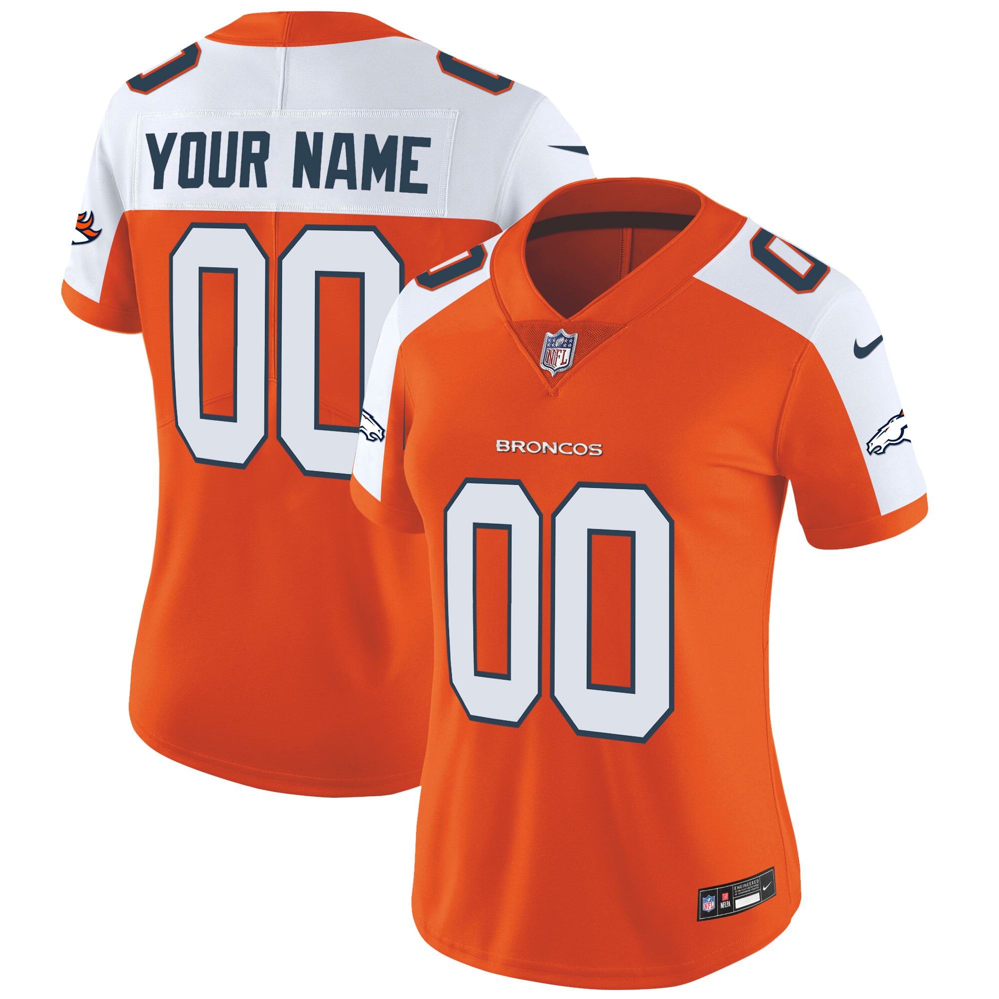 Denver Broncos Vapor Limited Custom Orange Alternate Jersey - All Stitched 