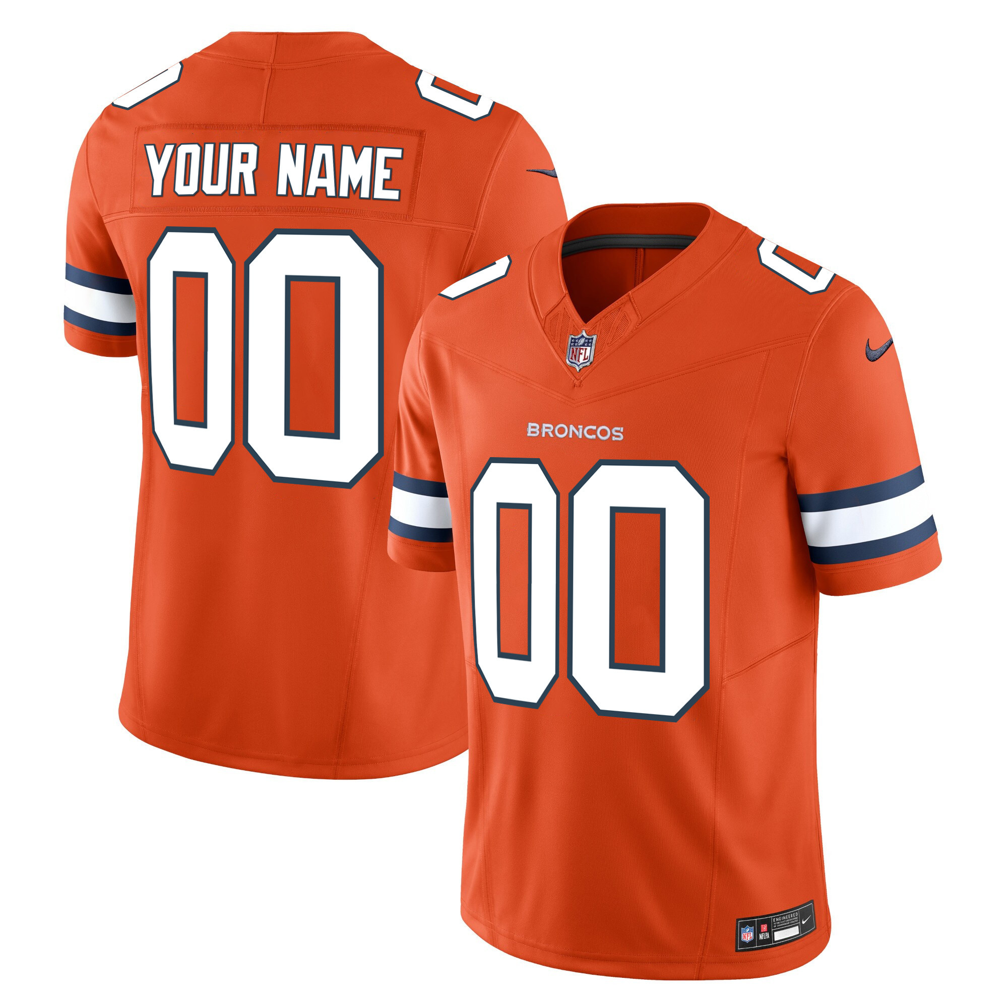 Denver Broncos Vapor Limited Custom Orange Jersey - All Stitched 