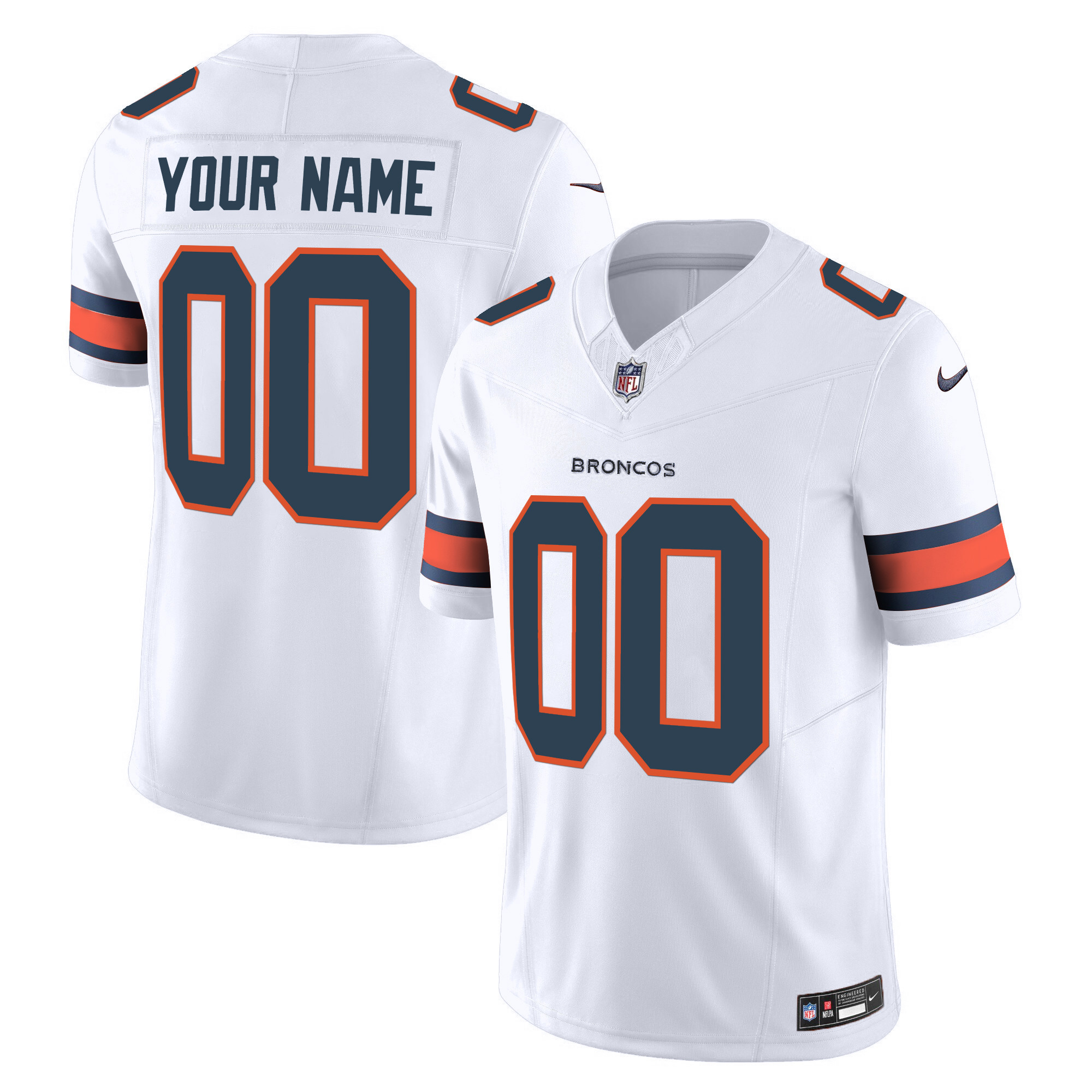 Denver Broncos Vapor Limited Custom White Jersey - All Stitched 