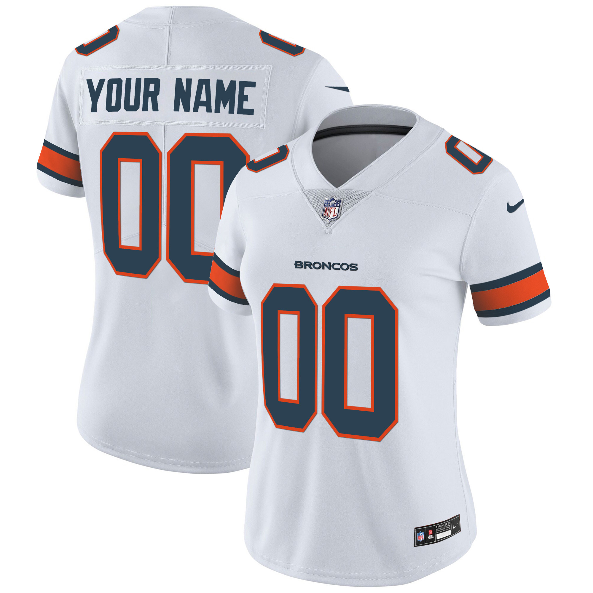 Denver Broncos Vapor Limited Custom White Jersey - All Stitched 