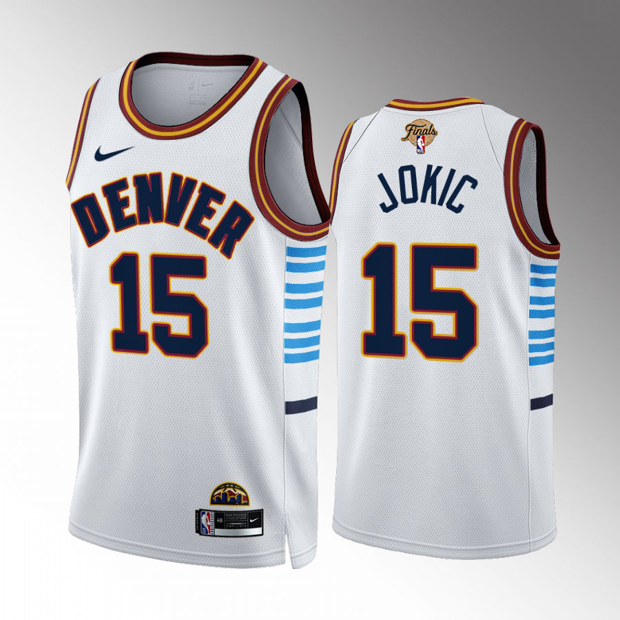 Denver Nuggets #15 Nikola Jokic White 2023 NBA Finals Patch City Edition Jersey