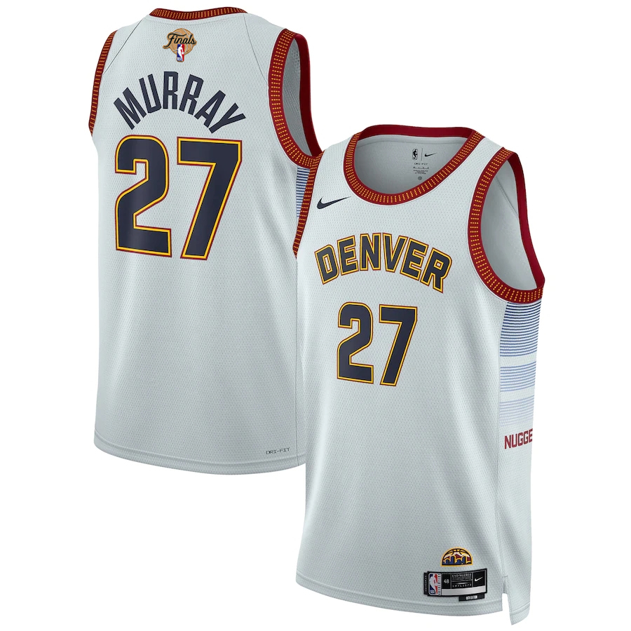 Denver Nuggets #27 Jamal Murray Unisex Silver 2023 NBA Finals Patch Swingman Jersey – City Edition