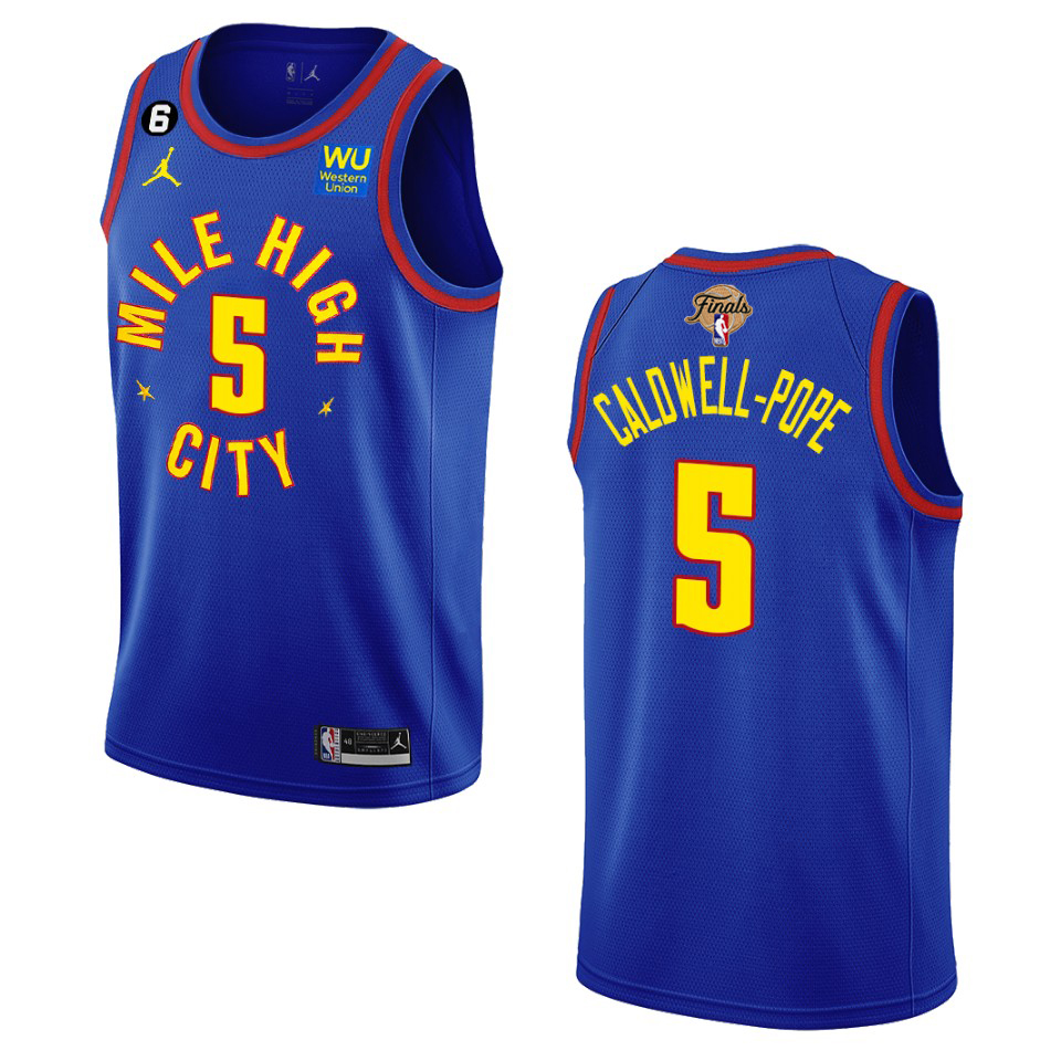 Denver Nuggets #5 Kentavious Caldwell-Pope Navy 2023 NBA Finals Patch Statement Edition Jersey