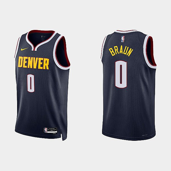 Denver Nuggets 0 Christian Braun 2022-23 Icon Edition Navy Men Jersey