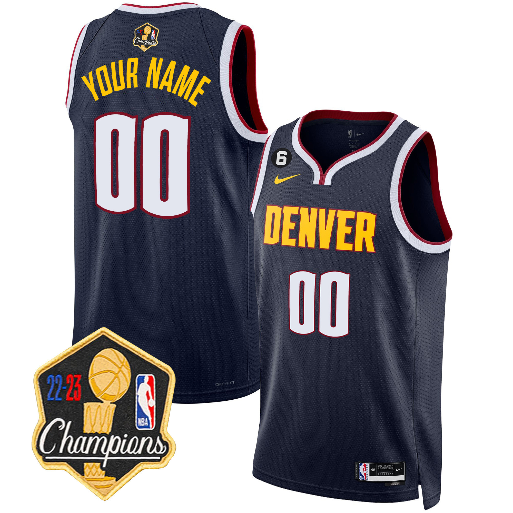 Denver Nuggets 2023 Champions Limited Patch Custom Icon Jersey - All Stitched