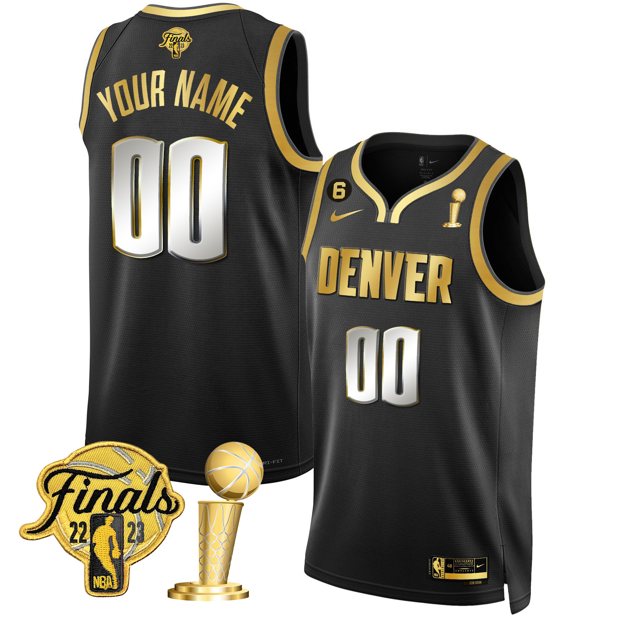 Denver Nuggets 2023 Finals & Champions Patch Custom Black Limited Jersey - All Stitched