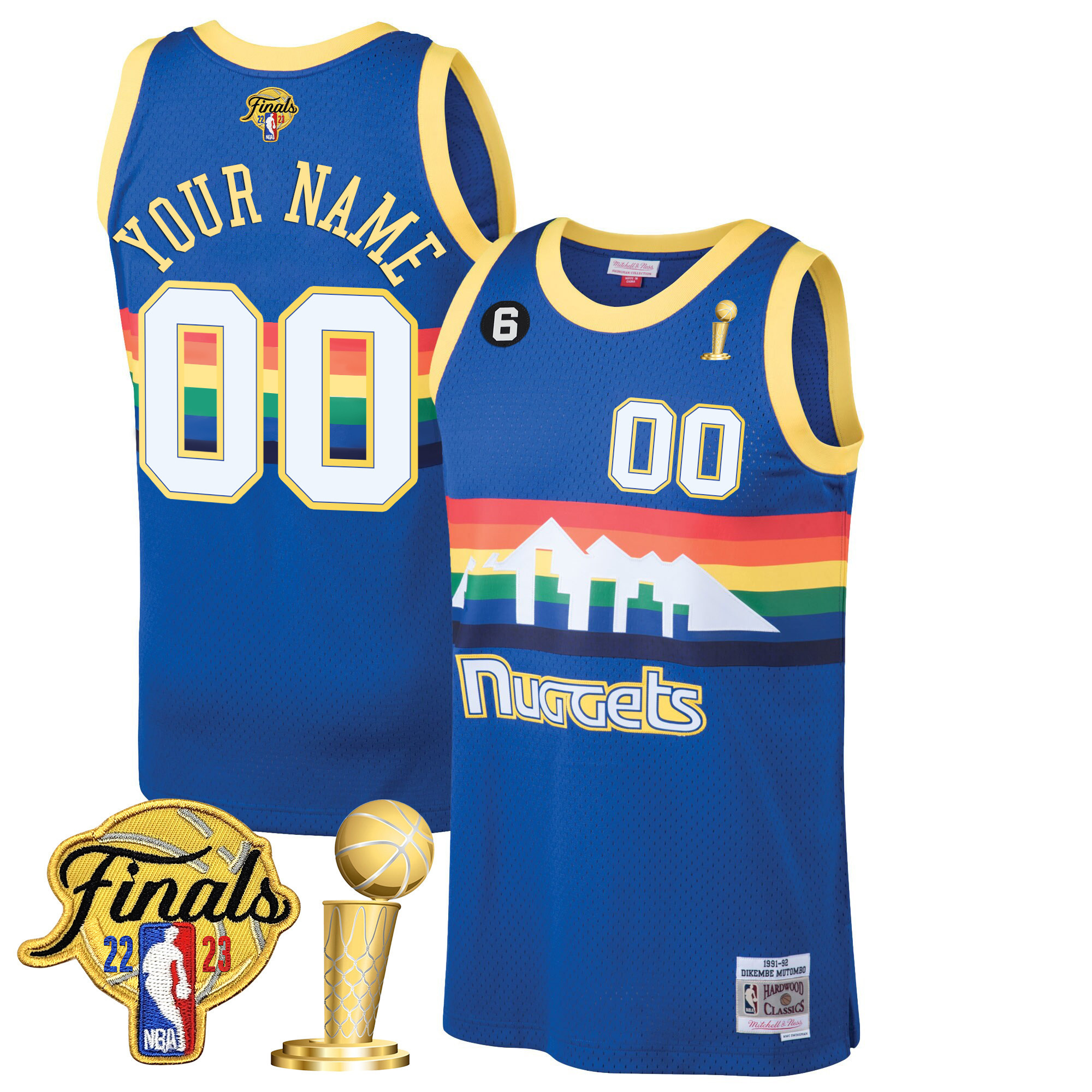 Denver Nuggets 2023 Finals & Champions Patch Custom Blue Classic Jersey - All Stitched