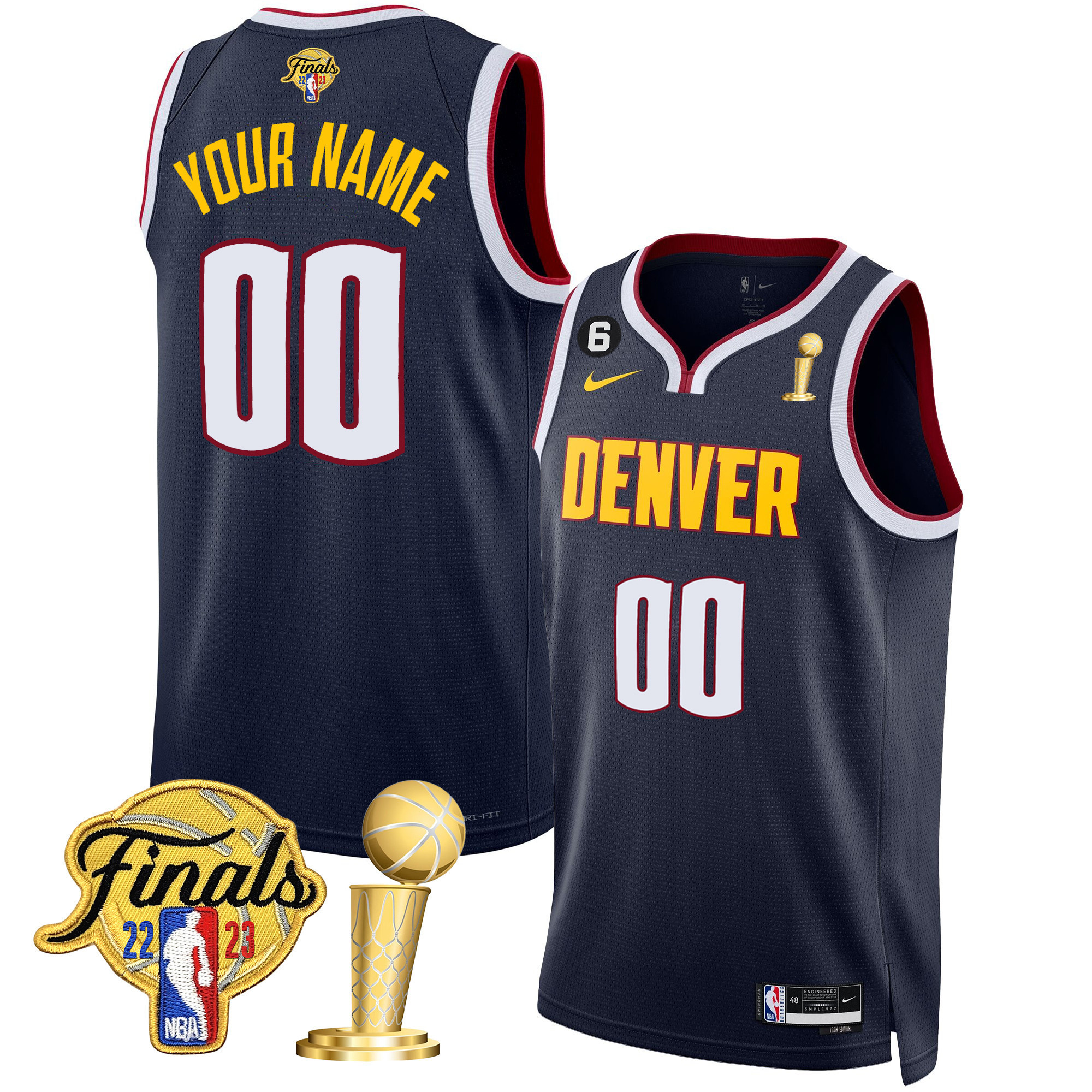 Denver Nuggets 2023 Finals & Champions Patch Custom Icon Jersey - All Stitched