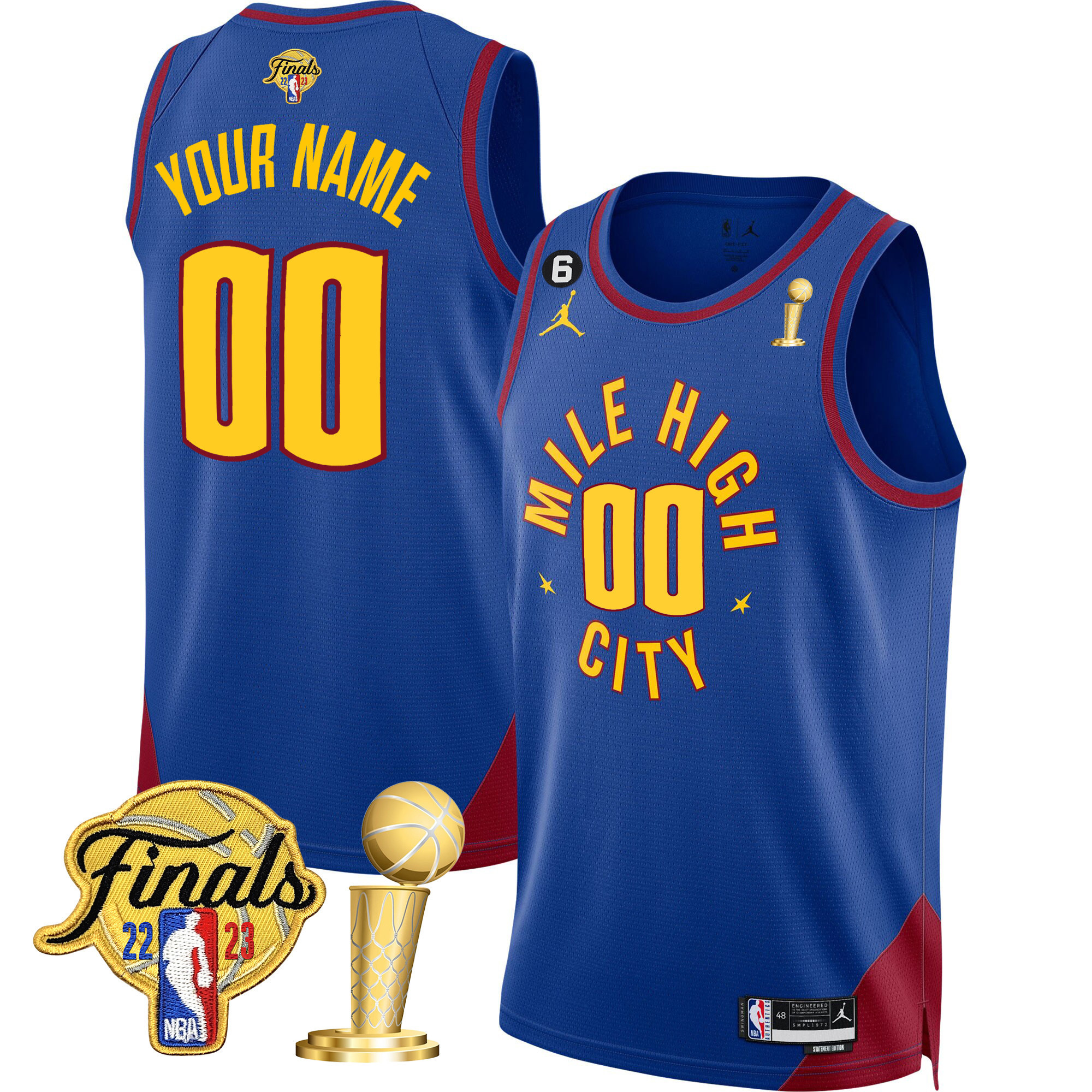 Denver Nuggets 2023 Finals & Champions Patch Custom Statement Jersey - All Stitched