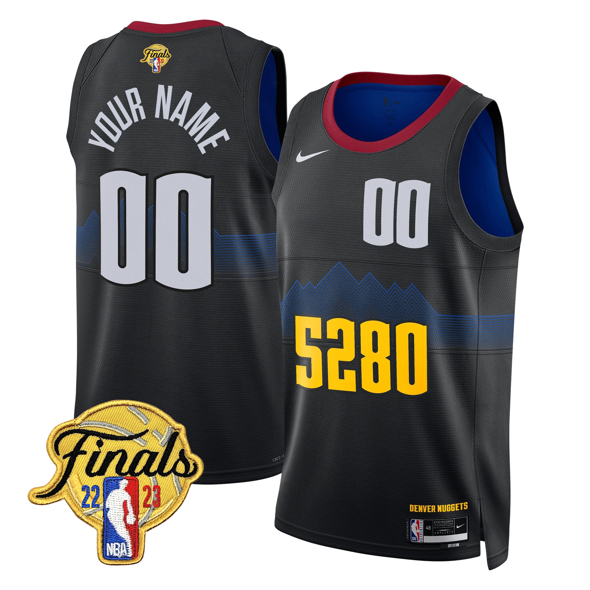 Denver Nuggets 2023 Finals Patch Collection Custom V2 5280 City Jersey - All Stitched