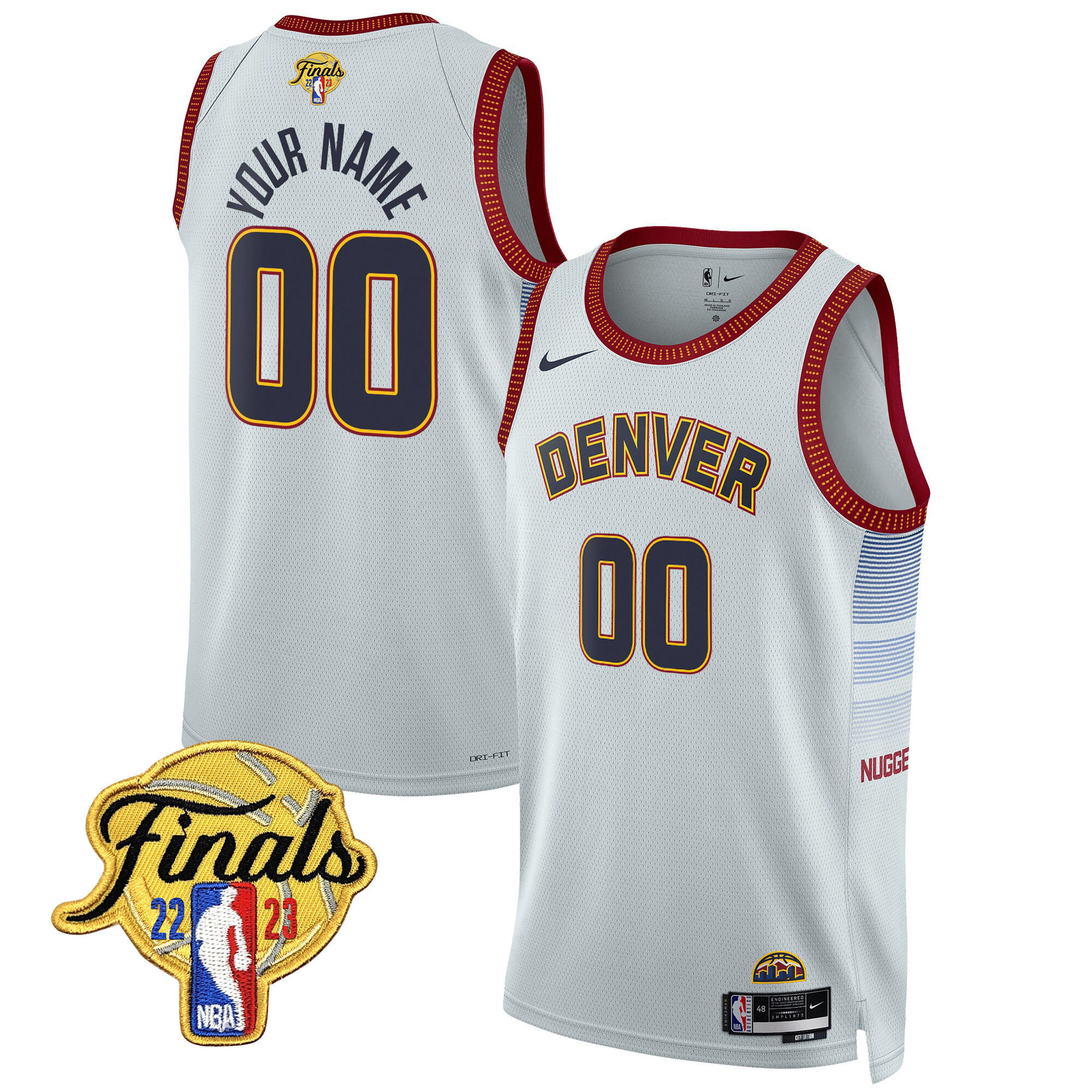 Denver Nuggets 2023 Finals Patch Collection Custom V2 City Jersey - All Stitched