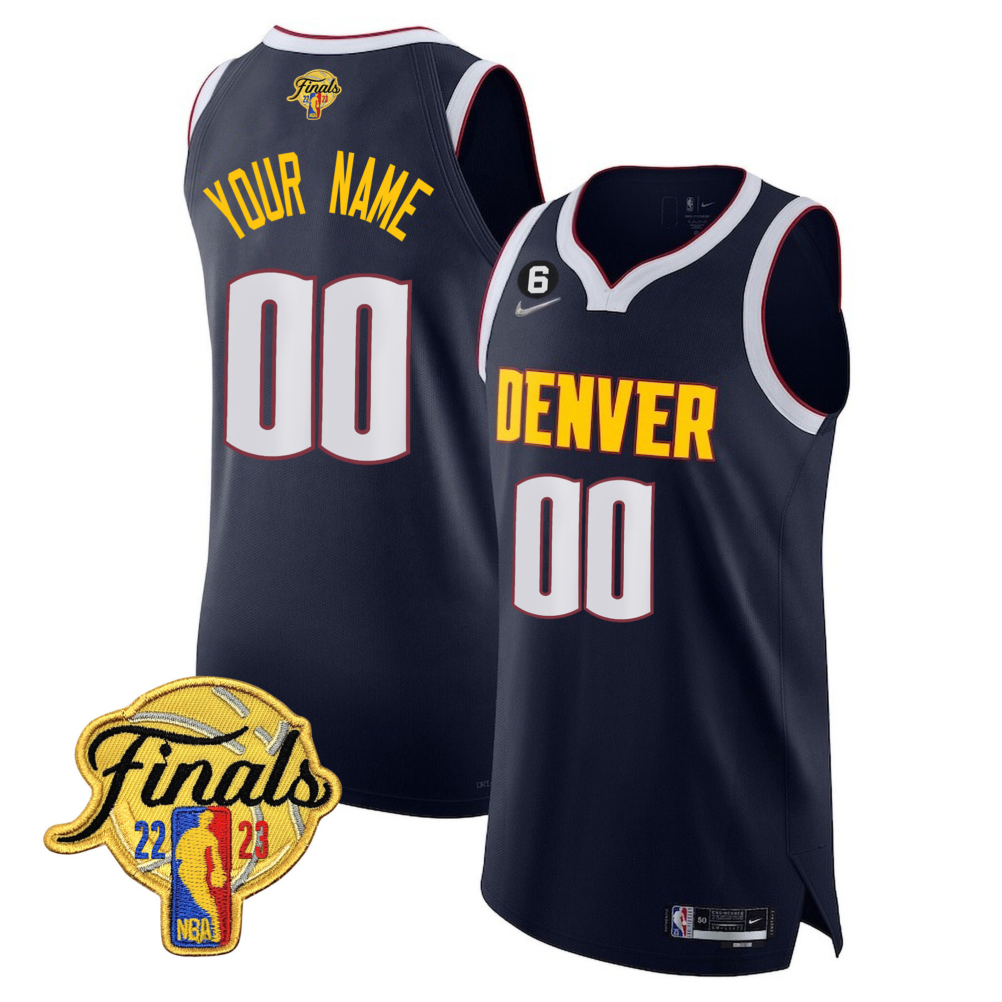 Denver Nuggets 2023 Finals Patch Collection Custom V2 Diamond Jersey - All Stitched