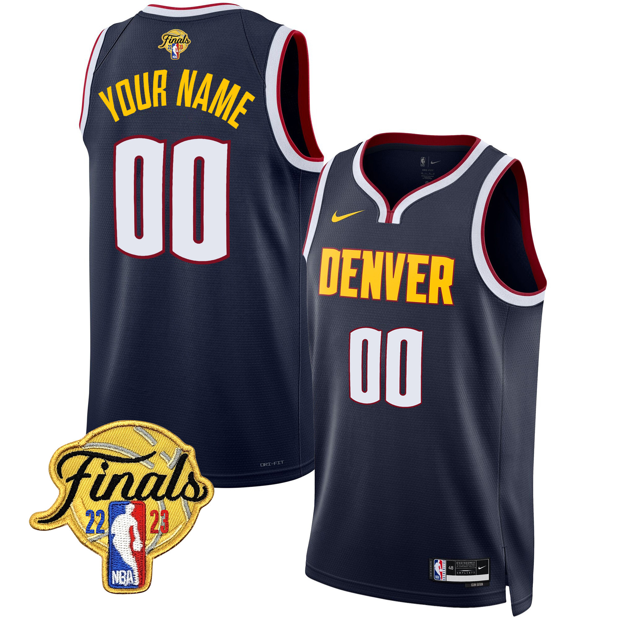 Denver Nuggets 2023 Finals Patch Collection Custom V2 Icon Jersey - All Stitched