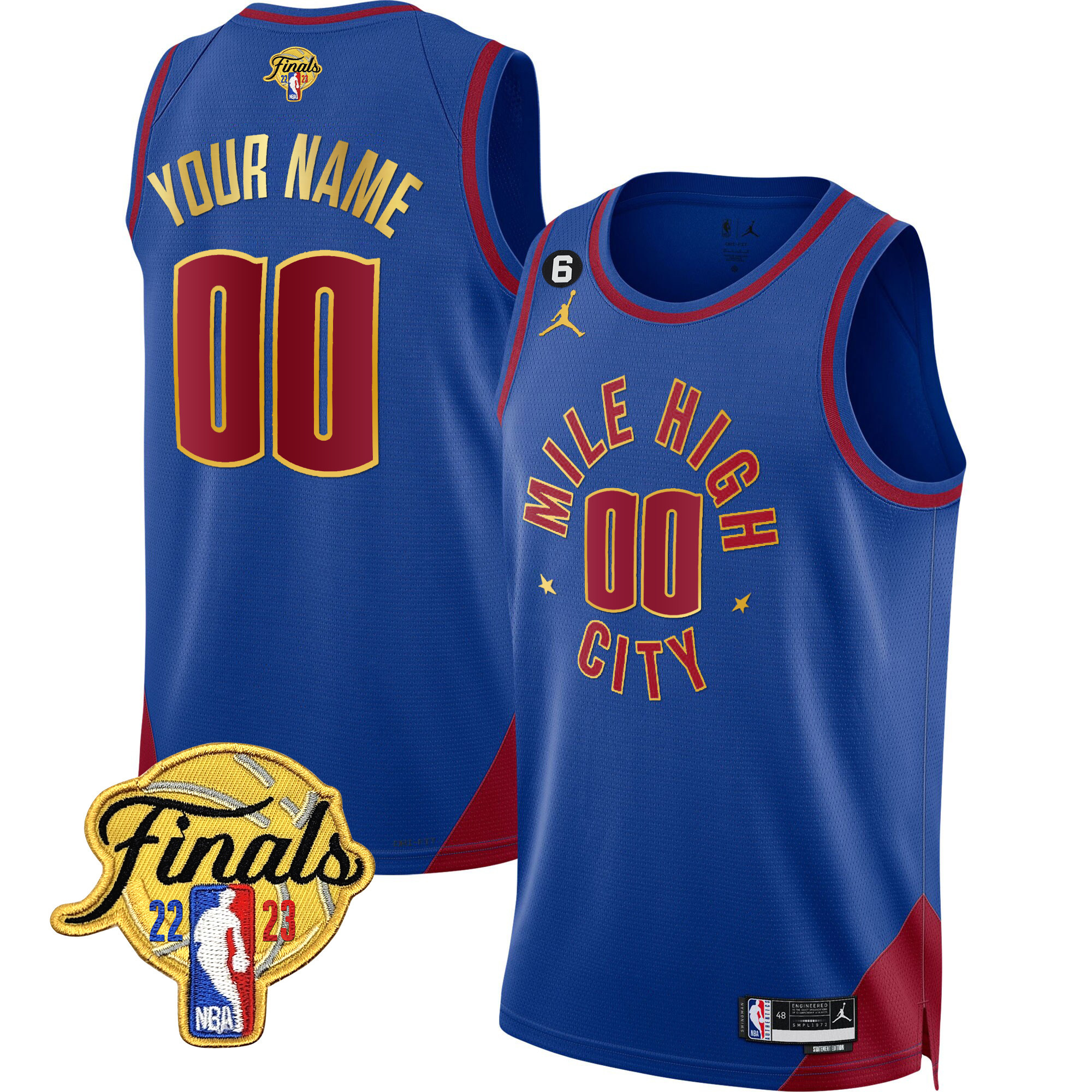 Denver Nuggets 2023 Finals Patch Gold Trim Custom Statement V2 Jersey - All Stitched