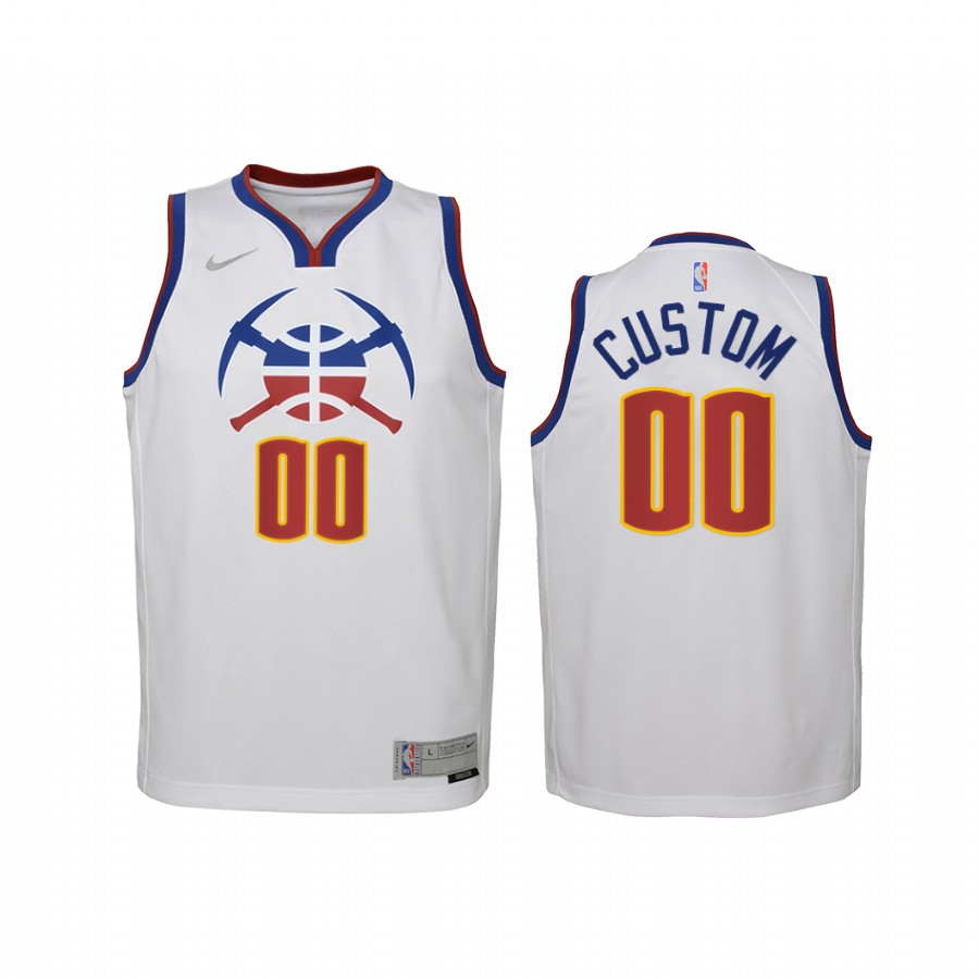 Denver Nuggets Custom 2021 Earned Edition White Youth Jersey Swingman #00