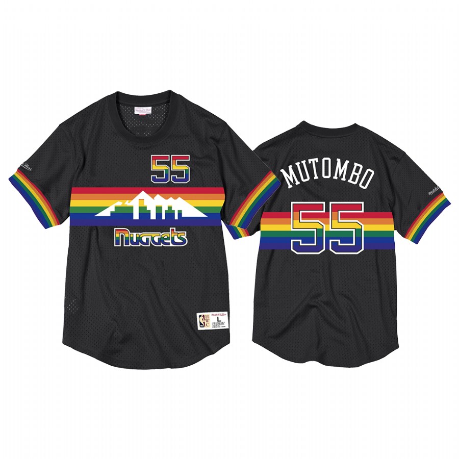 Denver Nuggets Dikembe Mutombo Black Name & Number Mesh Crewneck Jersey #55