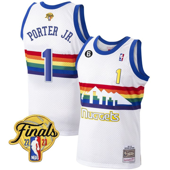 Denver Nuggets Michael Porter Jr. NBA Finals Patch Collection White Jersey - All Stitched