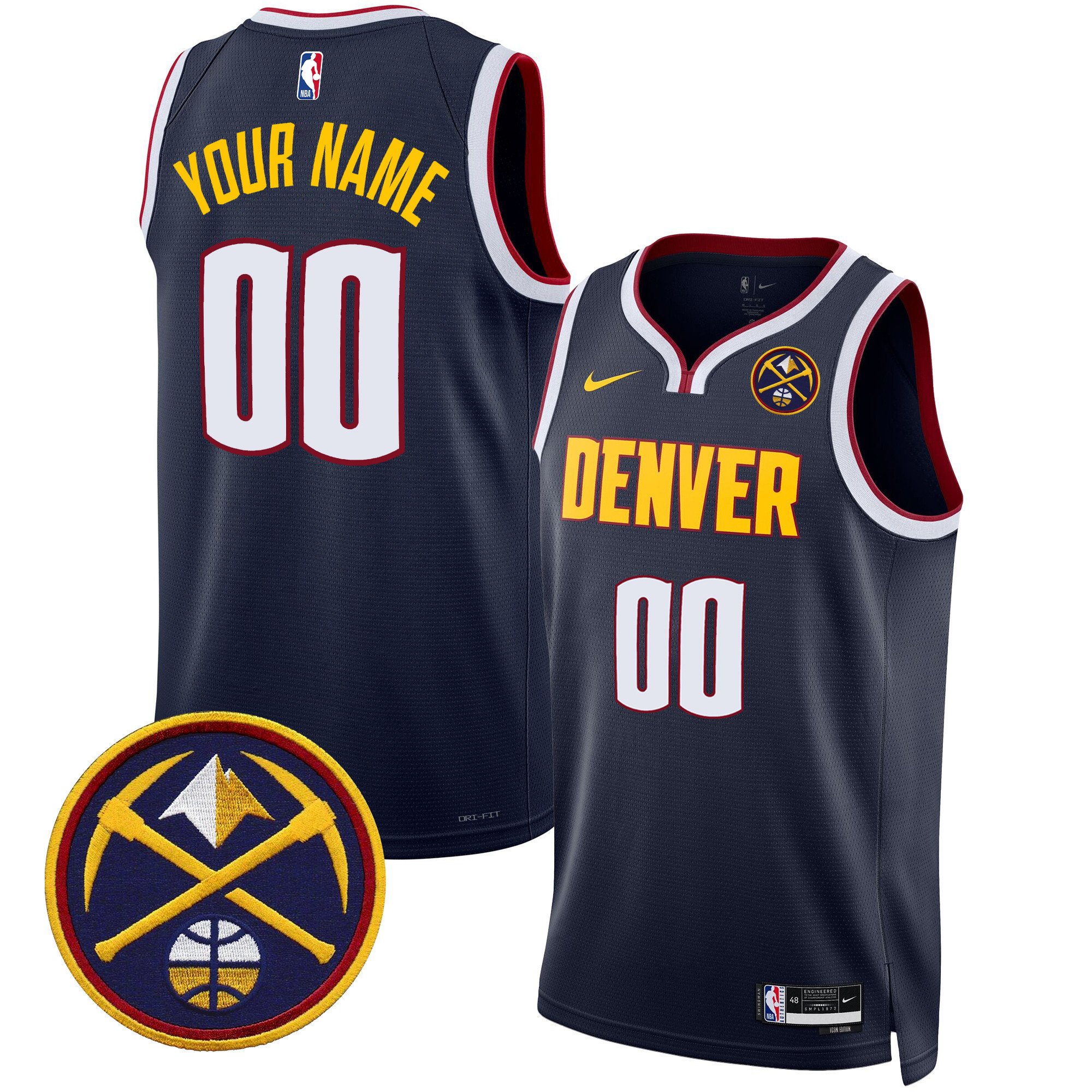 Denver Nuggets Swingman Custom Icon Jersey - All Stitched