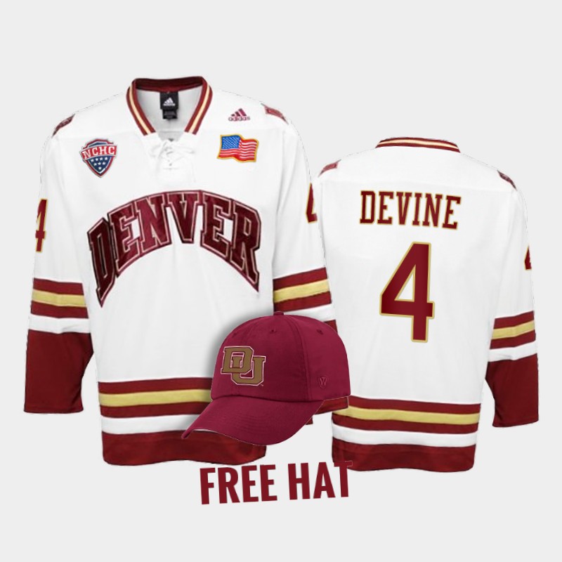 Denver Pioneers Jack Devine #4 College White Free Hat Jersey 2022