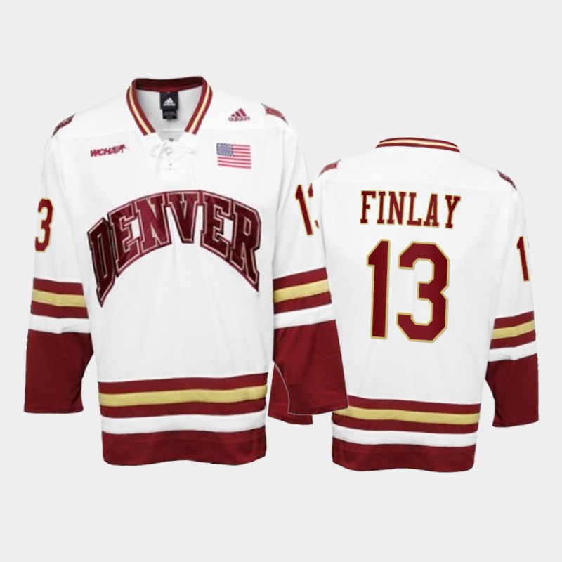 Denver Pioneers Liam Finlay #13 College White Premier Jersey