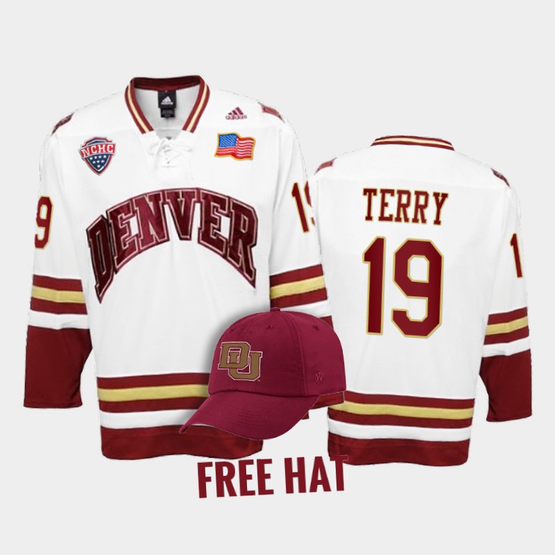 Denver Pioneers Troy Terry #19 College White Free Hat Jersey