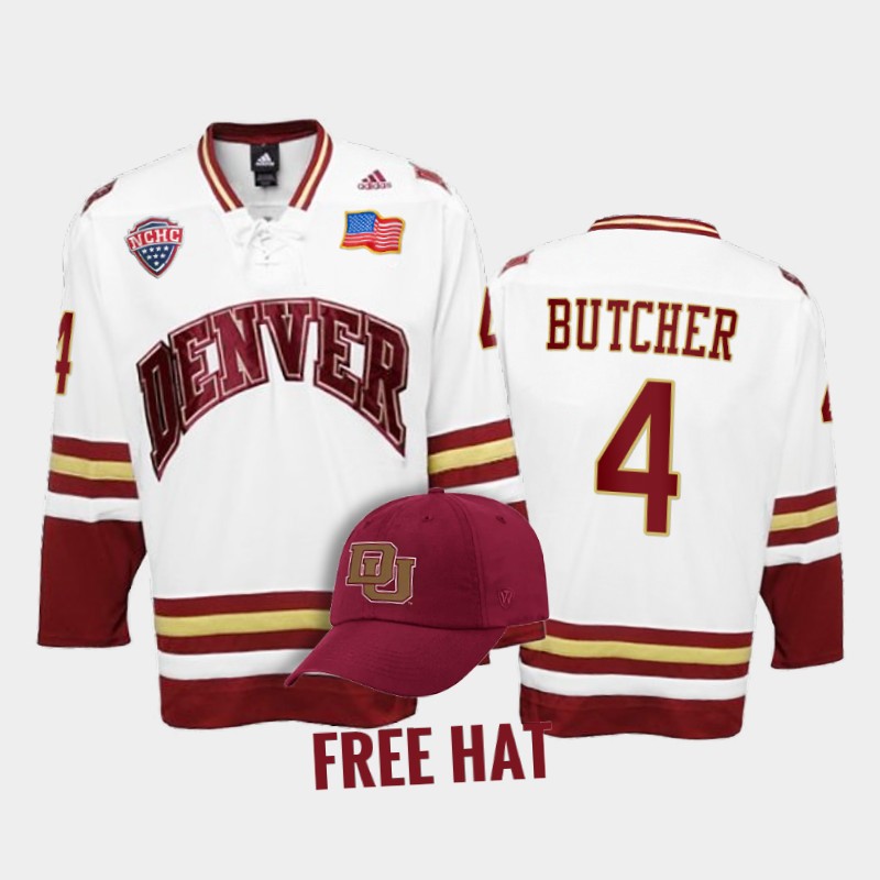 Denver Pioneers Will Butcher #4 College White Free Hat Jersey