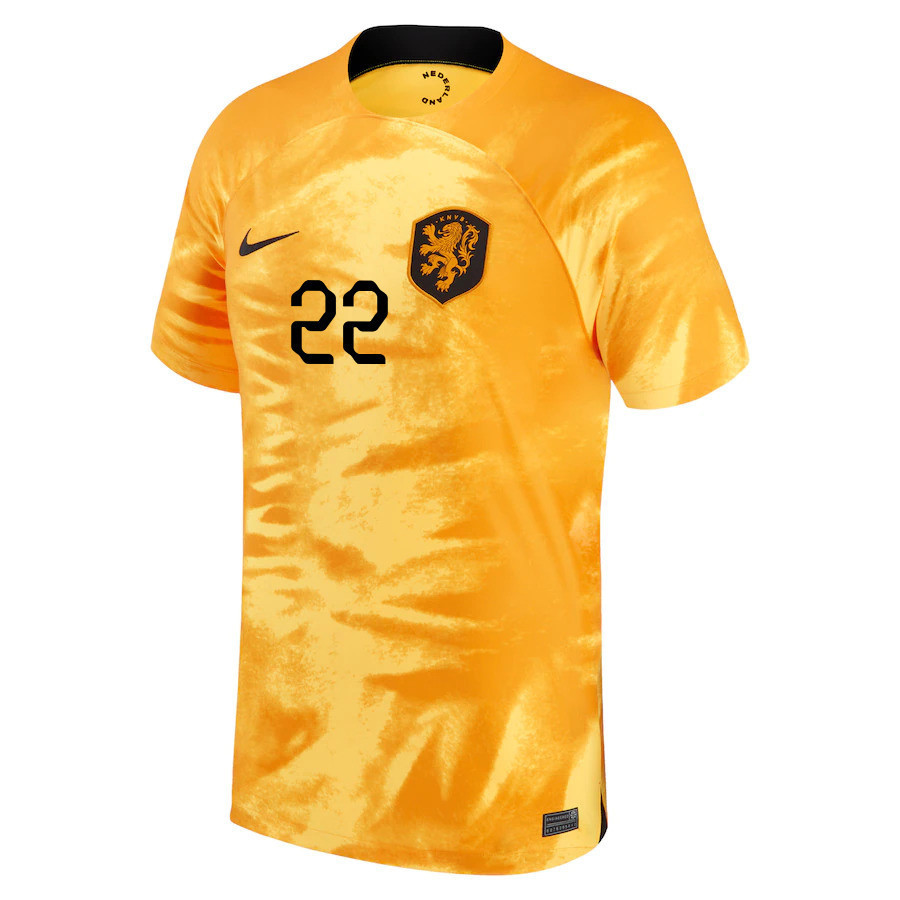Denzel Dumfries 22 Netherlands National Team 2022-23 Qatar World Cup Home Soccer Jersey –