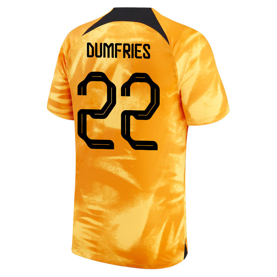 Denzel Dumfries 22 Netherlands National Team 2022-23 Qatar World Cup Home Soccer Jersey –