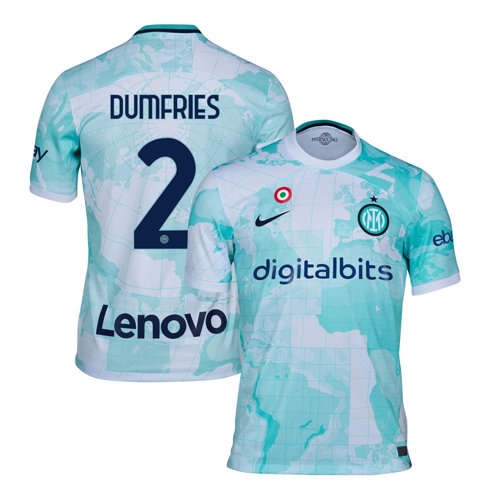 Denzel Dumfries 2 Inter Milan 2022/23 Away Men Jersey – Light Green