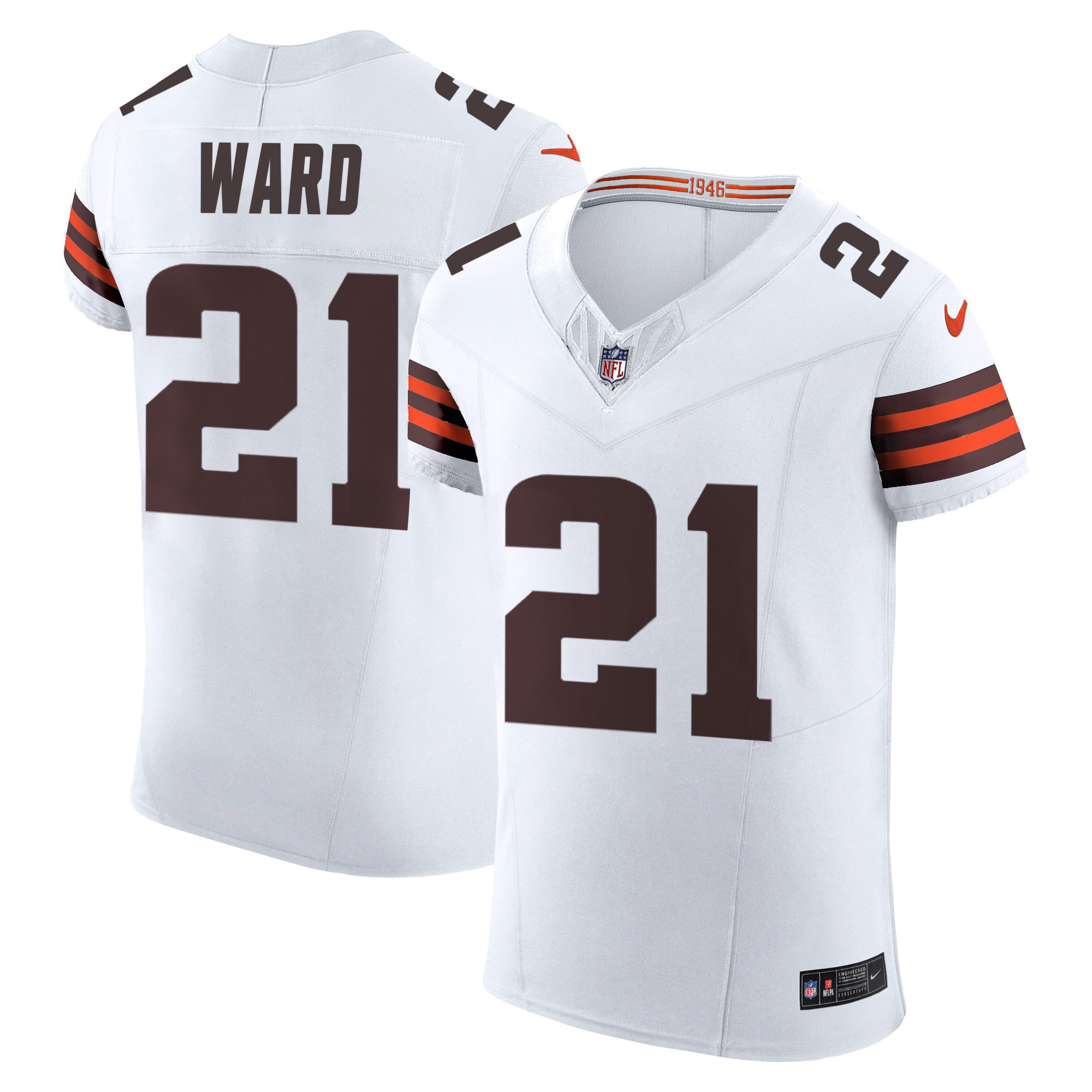 Denzel Ward Men's Cleveland Browns Vapor Elite White Jersey - All Stitched