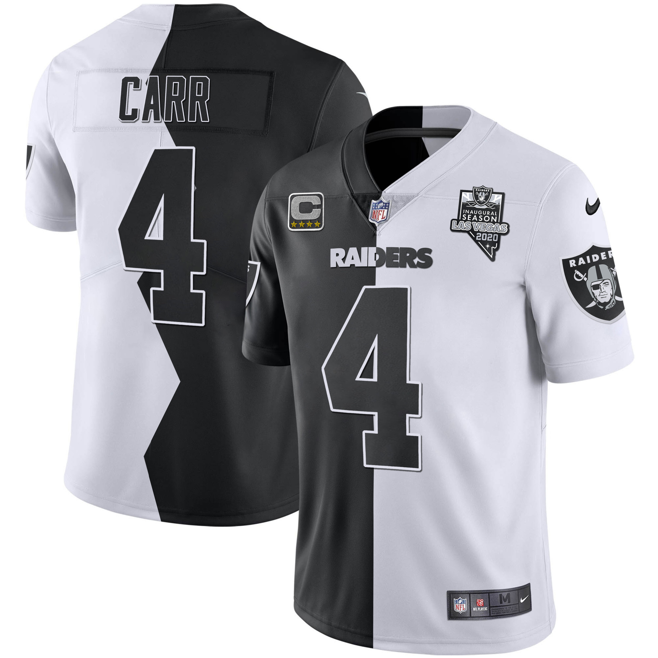 Derek Carr Men's Las Vegas Raiders Inaugural Season Patch Zigzag Split Zigzag Split Jersey - All Stitched 