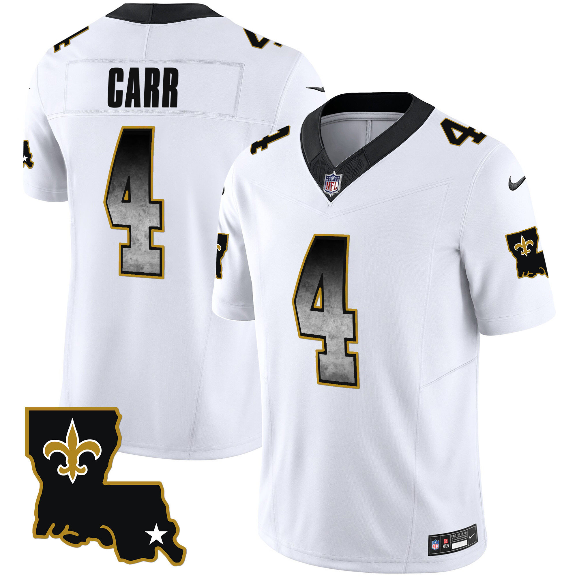 Derek Carr Men's New Orleans Saints 1987 Legacy Arch Smoke White Jersey - All Stitched 