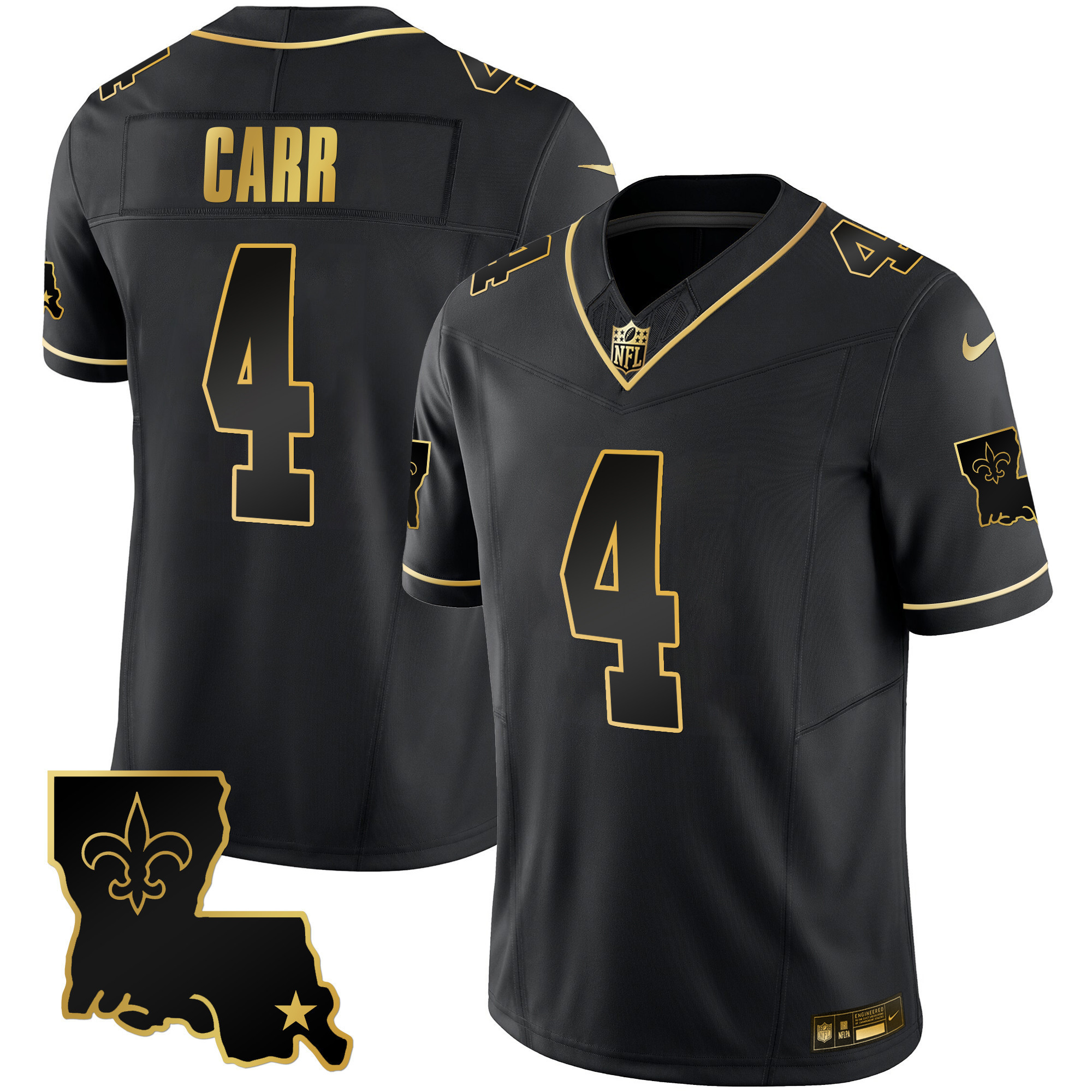 Derek Carr Men's New Orleans Saints 1987 Legacy Gold Vapor Black Gold Jersey - All Stitched 