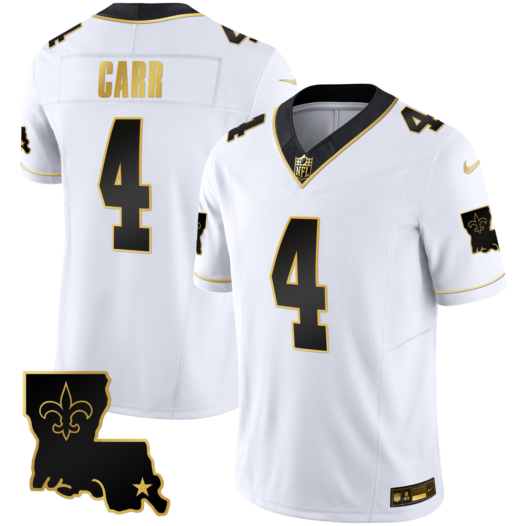 Derek Carr Men's New Orleans Saints 1987 Legacy Gold Vapor White Gold Jersey - All Stitched 