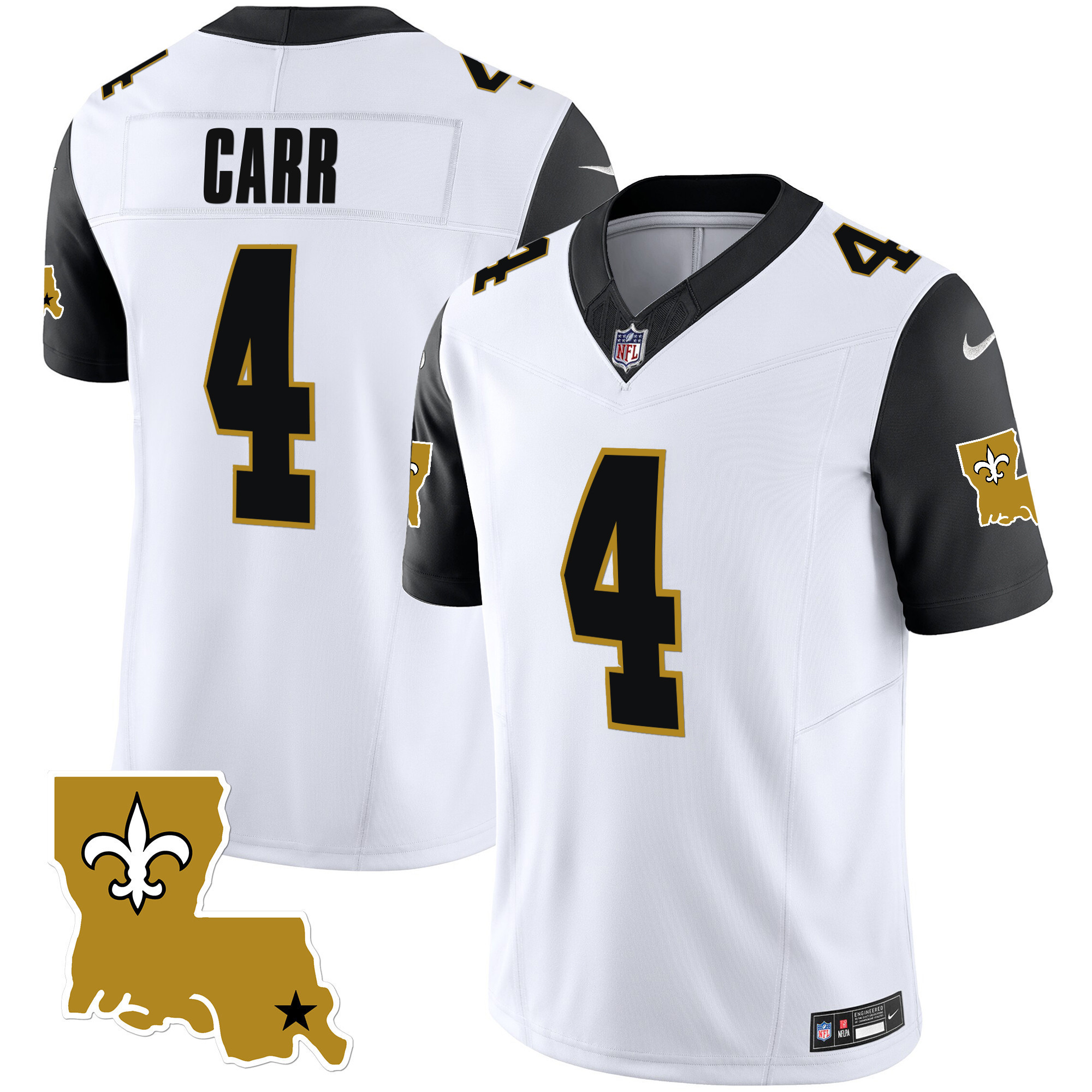 Derek Carr Men's New Orleans Saints 1987 Legacy Vapor Black Sleeves Jersey - All Stitched 