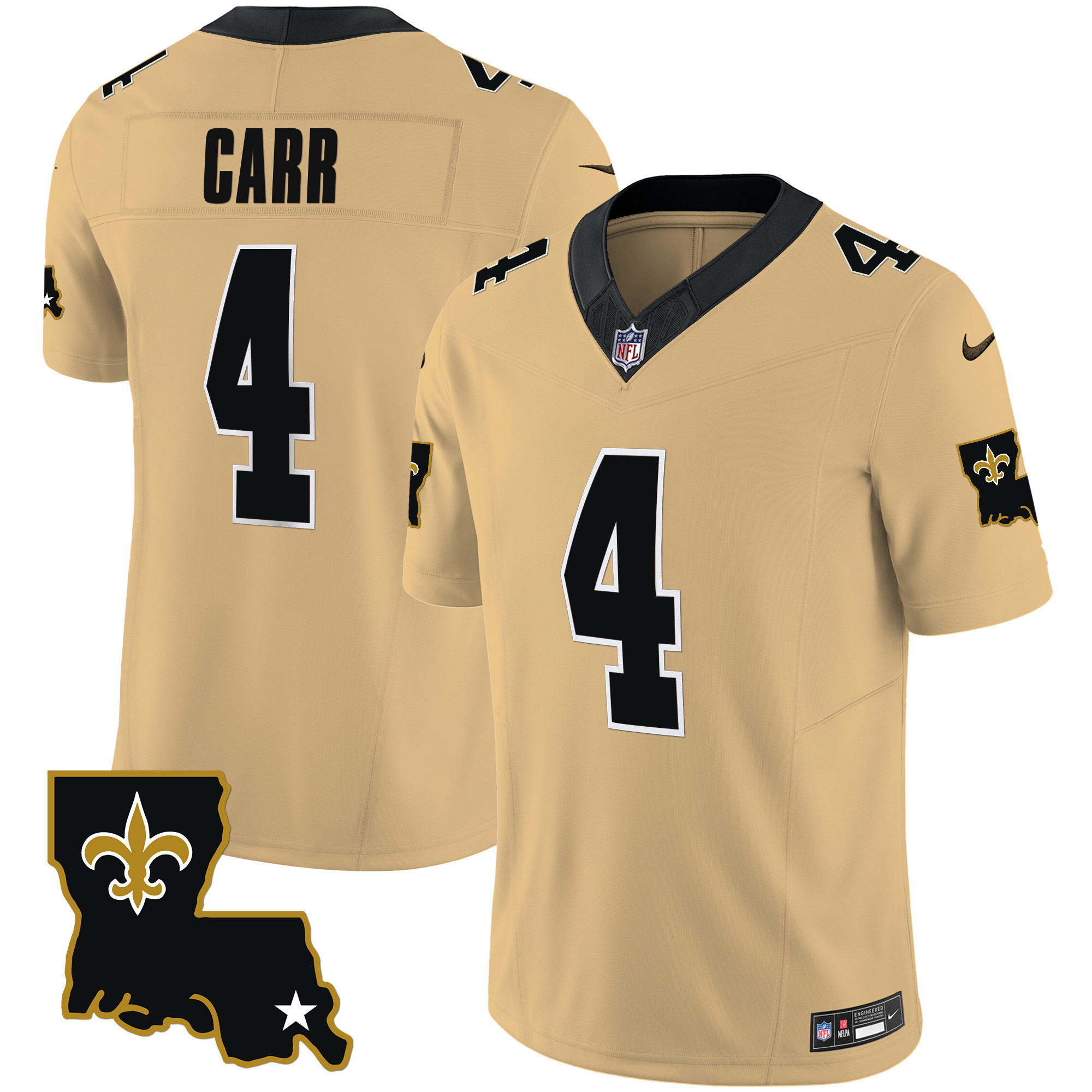 Derek Carr Men's New Orleans Saints 1987 Legacy Vapor Gold Jersey - All Stitched 