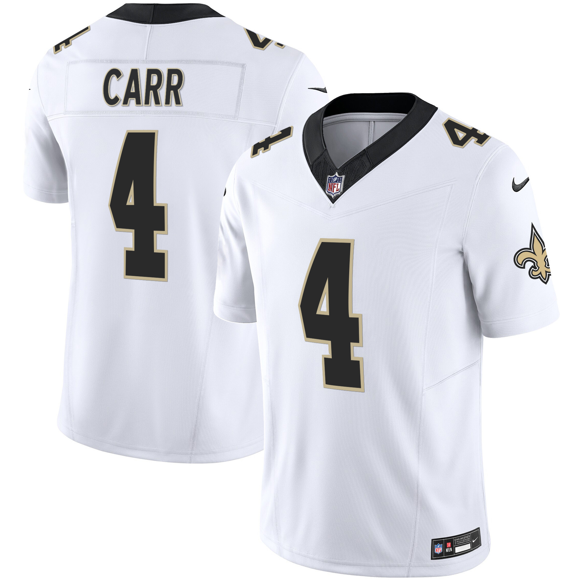 Derek Carr Men's New Orleans Saints Vapor Limited White Jersey - All Stitched 