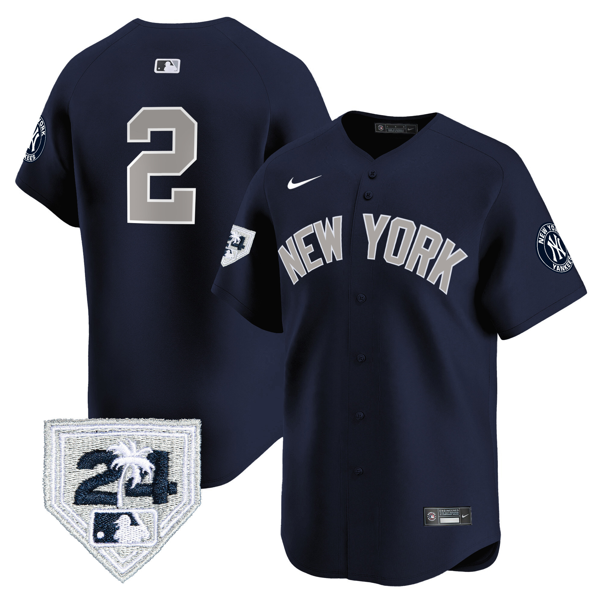 Derek Jeter Men's New York Yankees 2024 Spring Training Patch Vapor Premier Limited V5 Alternate Jersey - All Stitched