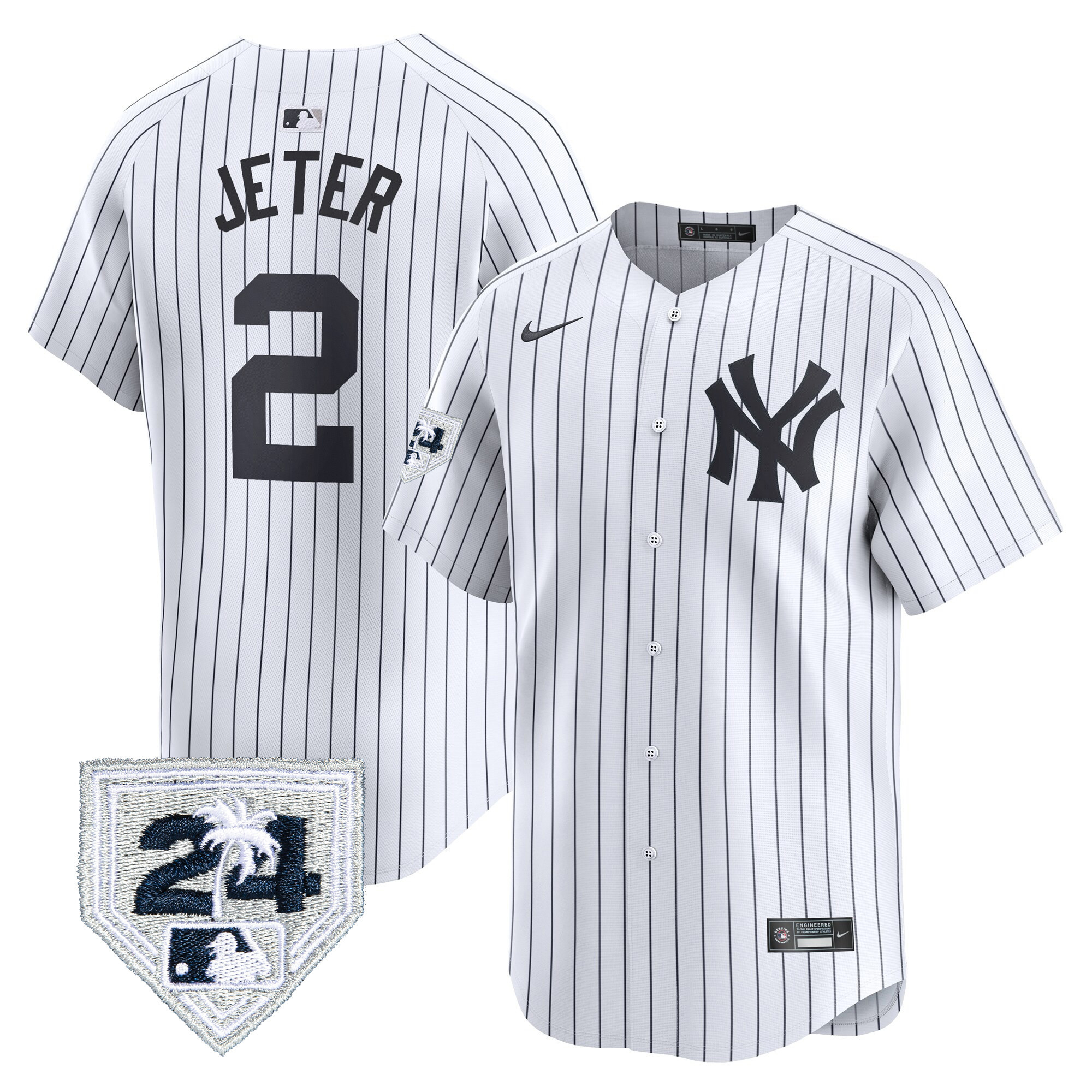 Derek Jeter Men's New York Yankees 2024 Spring Training Patch Vapor Premier Limited White Jersey - All Stitched