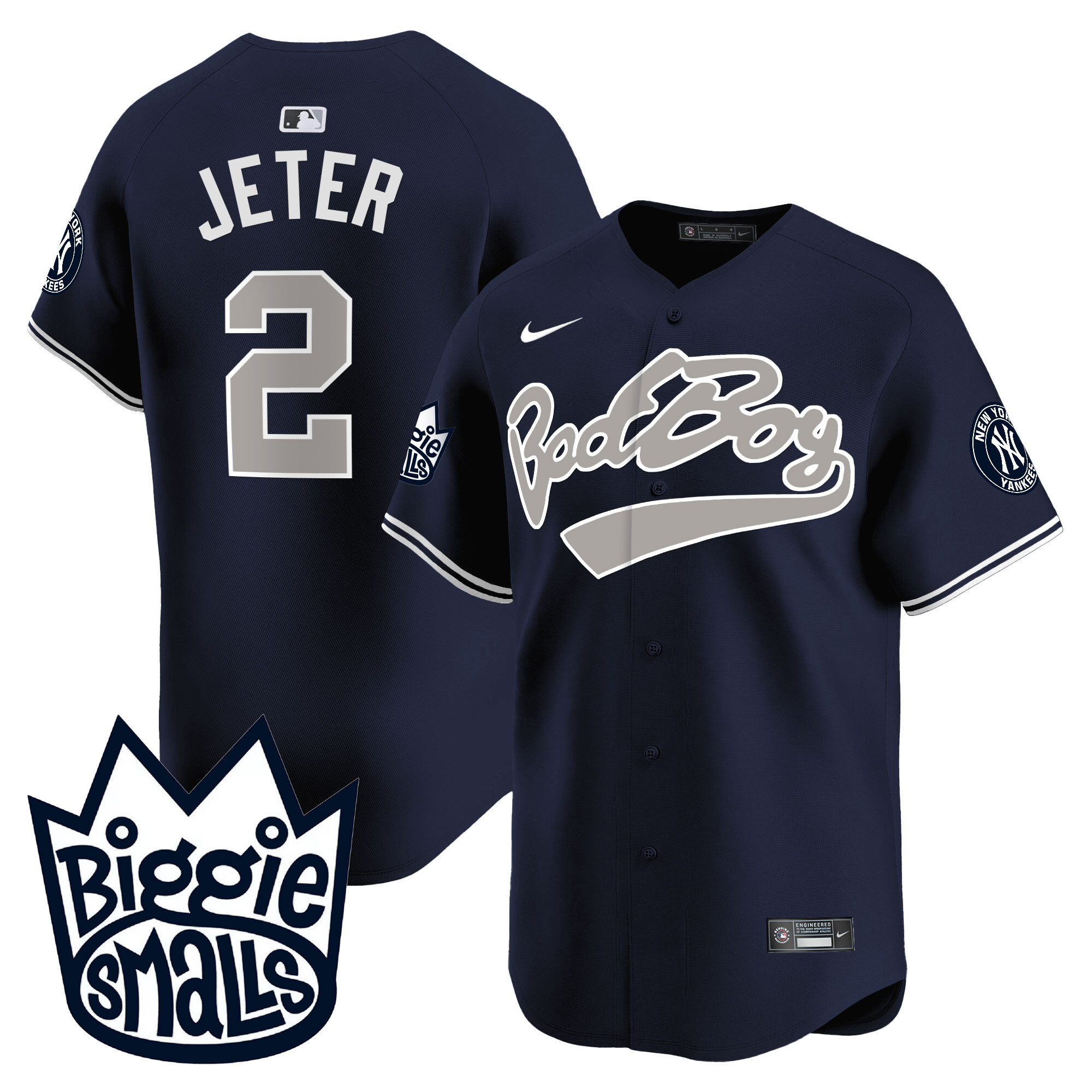 Derek Jeter Men's New York Yankees Biggie Smalls Vapor Premier Limited Alternate Jersey - All Stitched