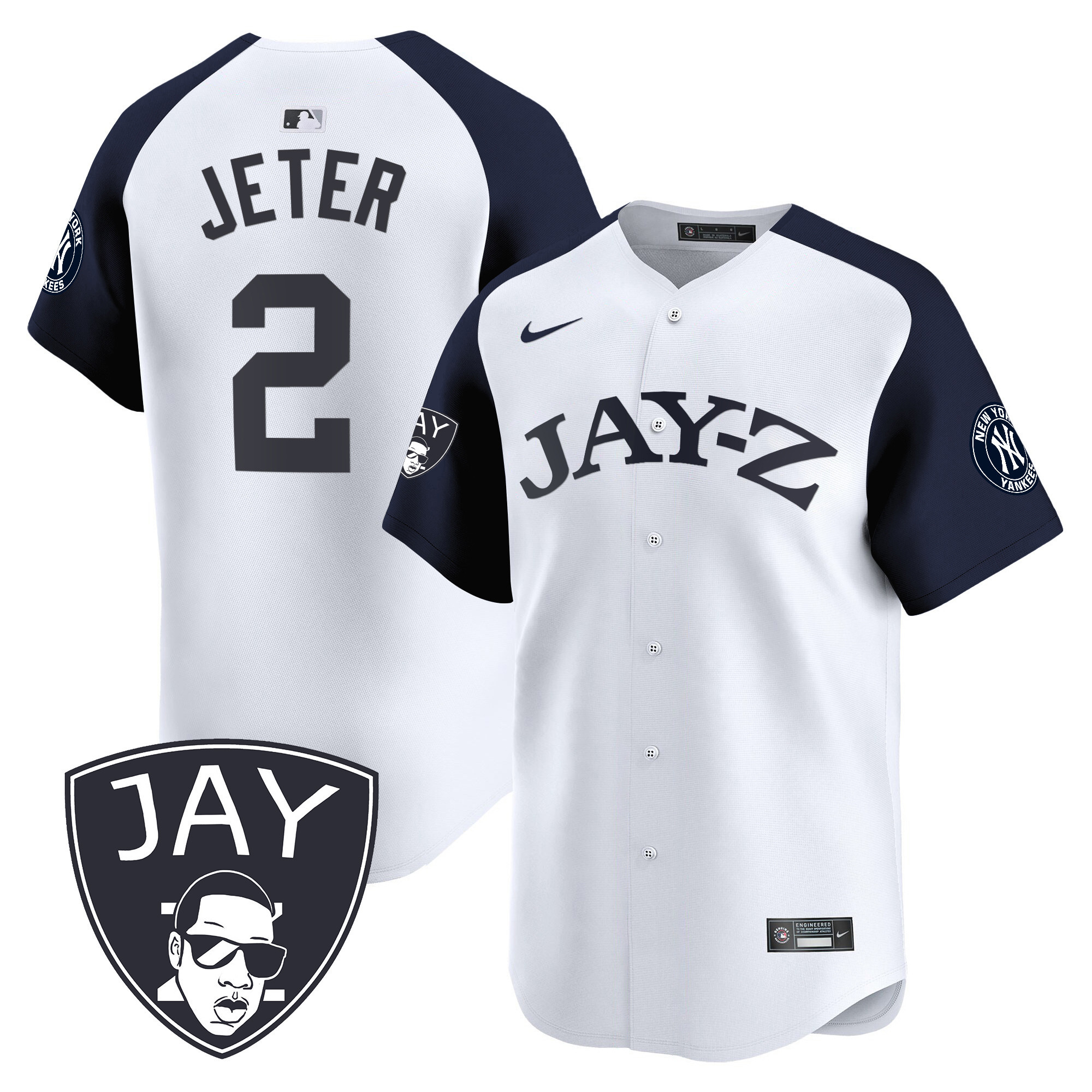 Derek Jeter Men's New York Yankees Jay-Z Vapor Premier Limited White Alternate Jersey - All Stitched