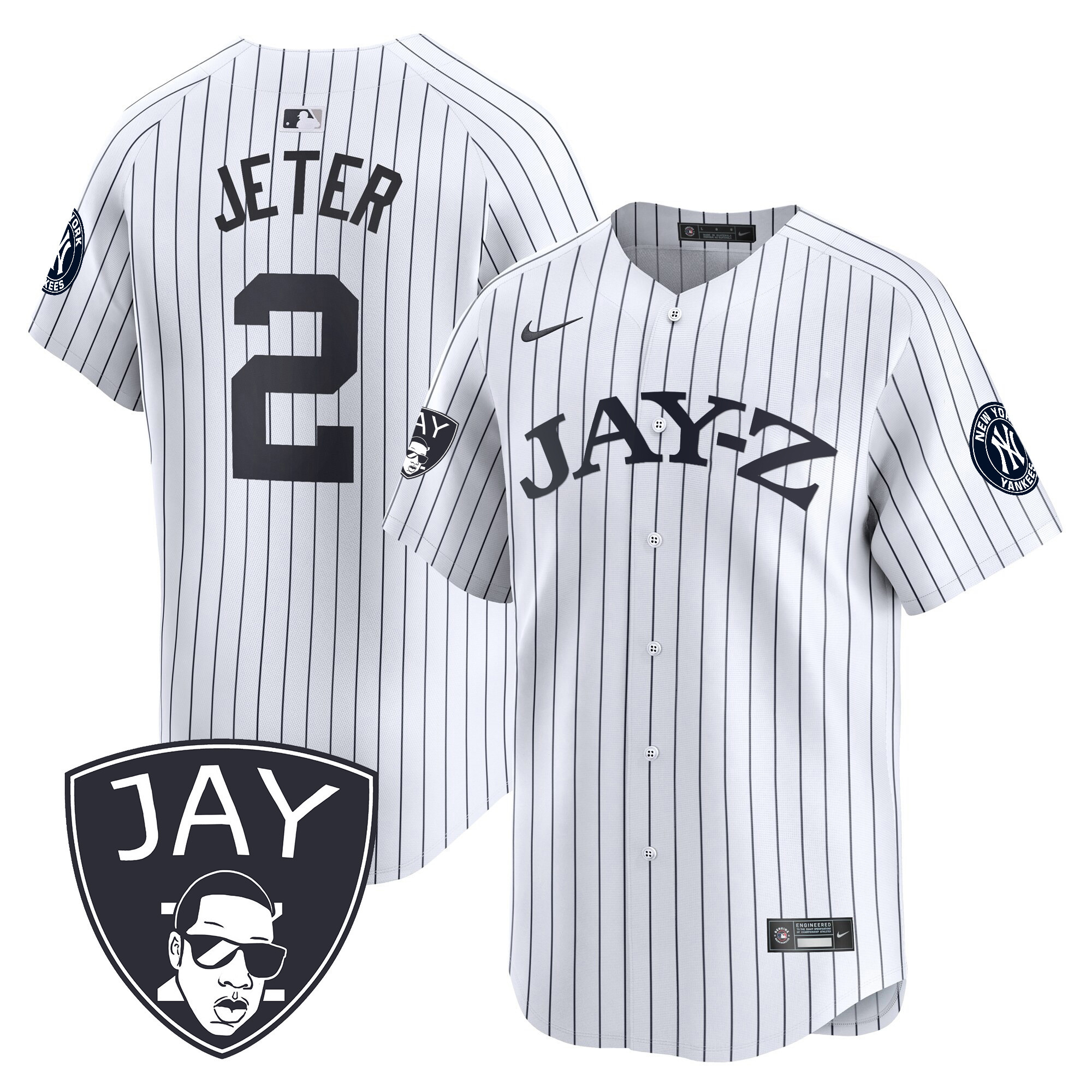 Derek Jeter Men's New York Yankees Jay-Z Vapor Premier Limited White Jersey - All Stitched