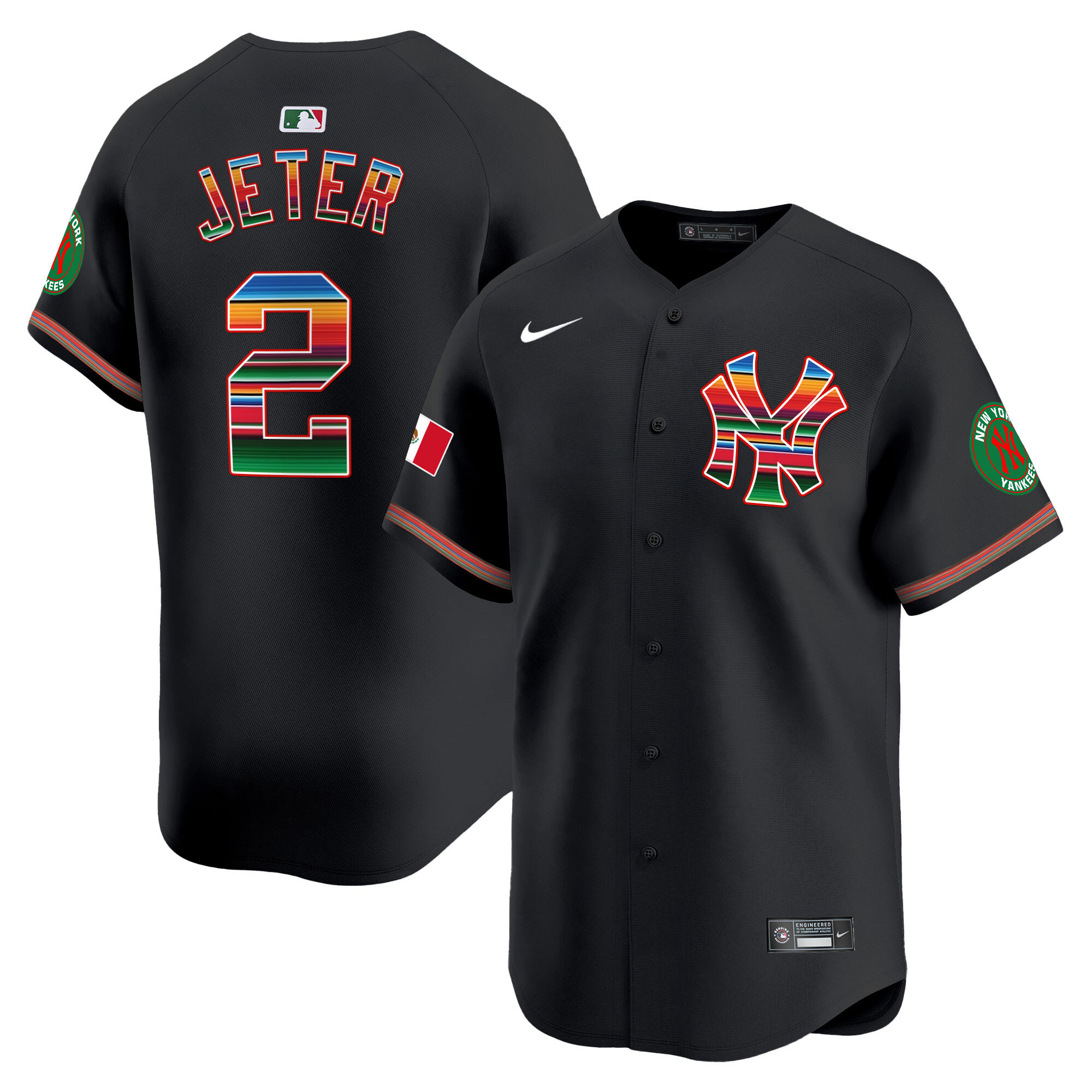 Derek Jeter Men's New York Yankees Mexico Vapor Premier Limited Black Jersey - All Stitched